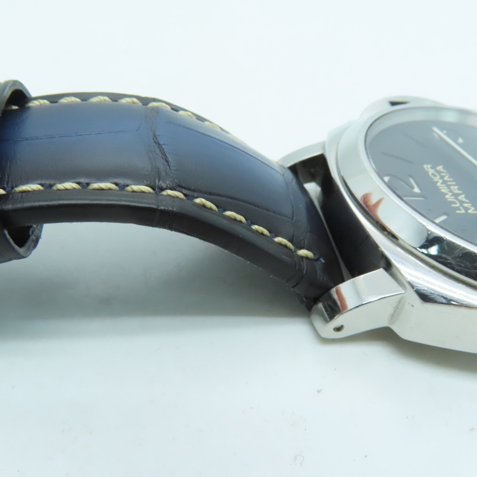 PANERAI Luminor鳄鱼皮革带/不锈钢手表自动机芯黑色