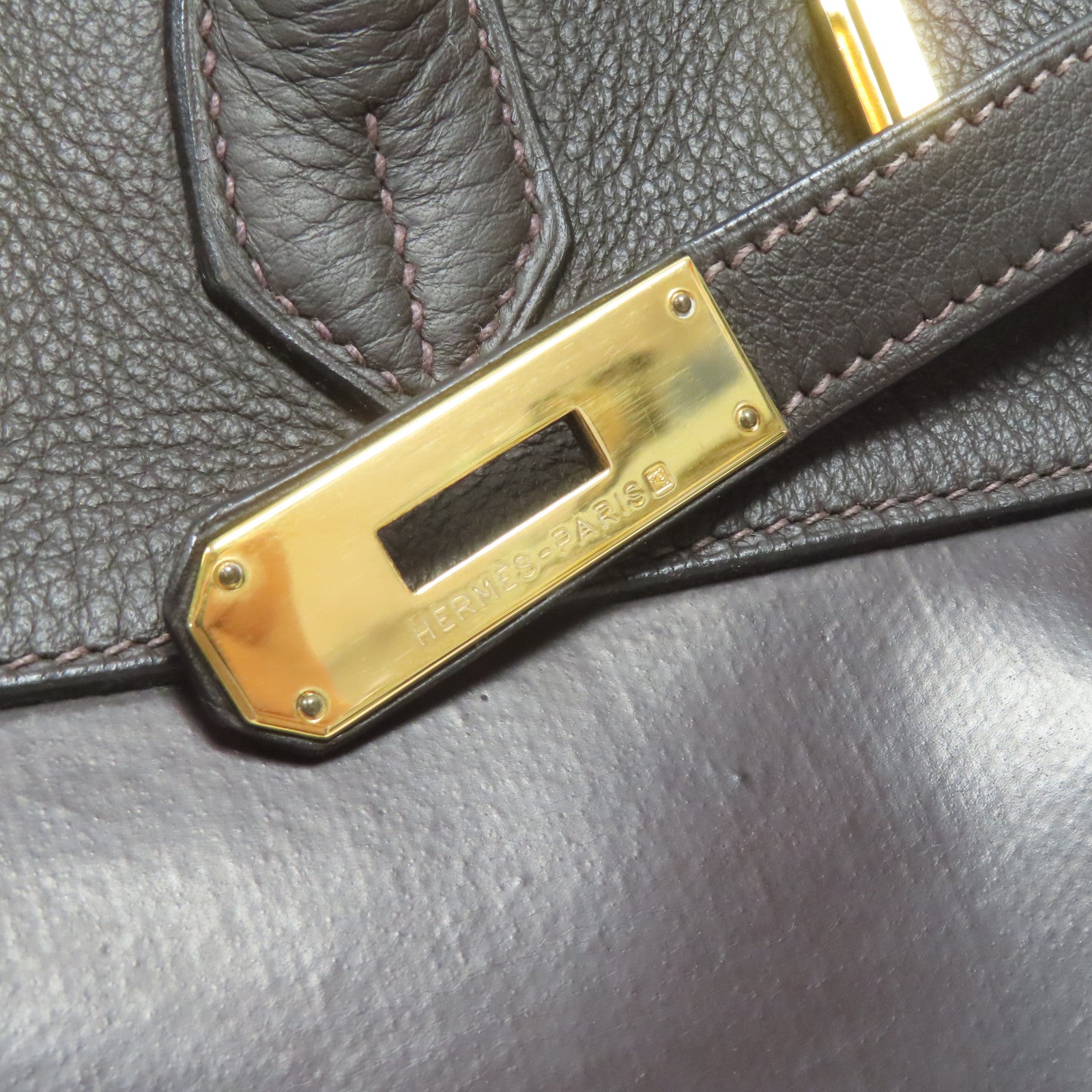 HERMES 皮革Birkin 35金扣手挽袋深啡色