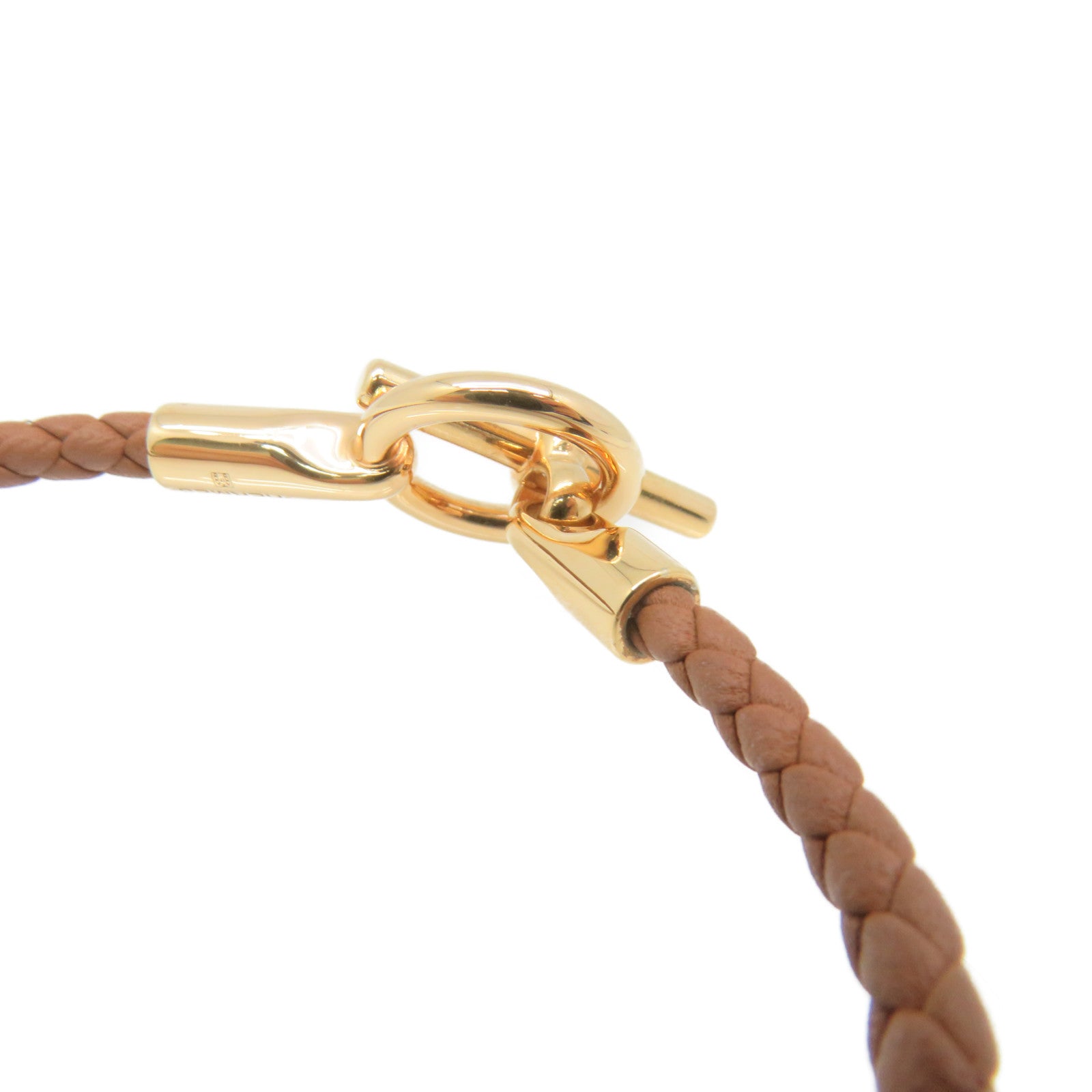 HERMES Swift Leather Glenan H Trio Bracelet Gold Buckle Bracelet Brown