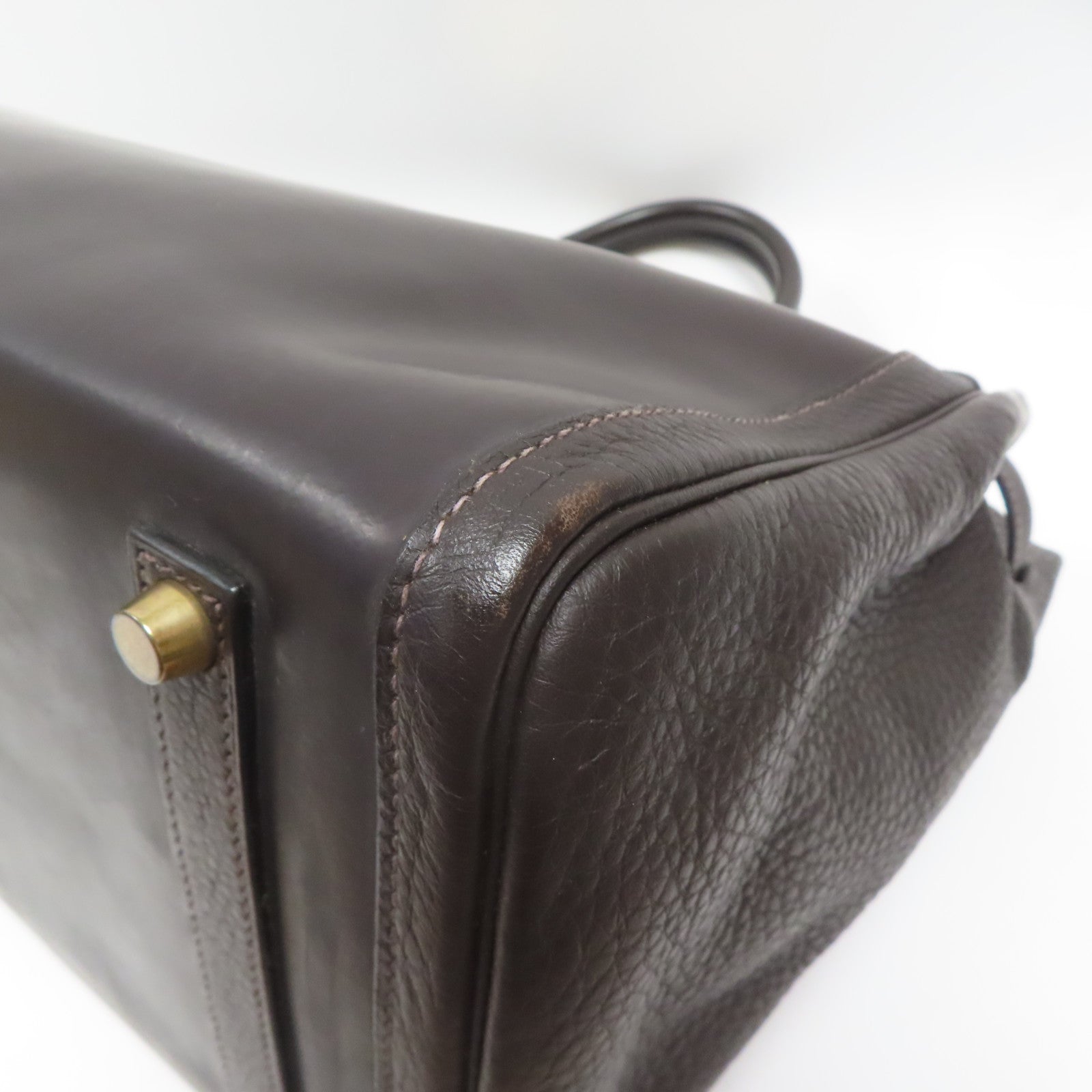 HERMES 皮革Birkin 35金扣手挽袋深啡色