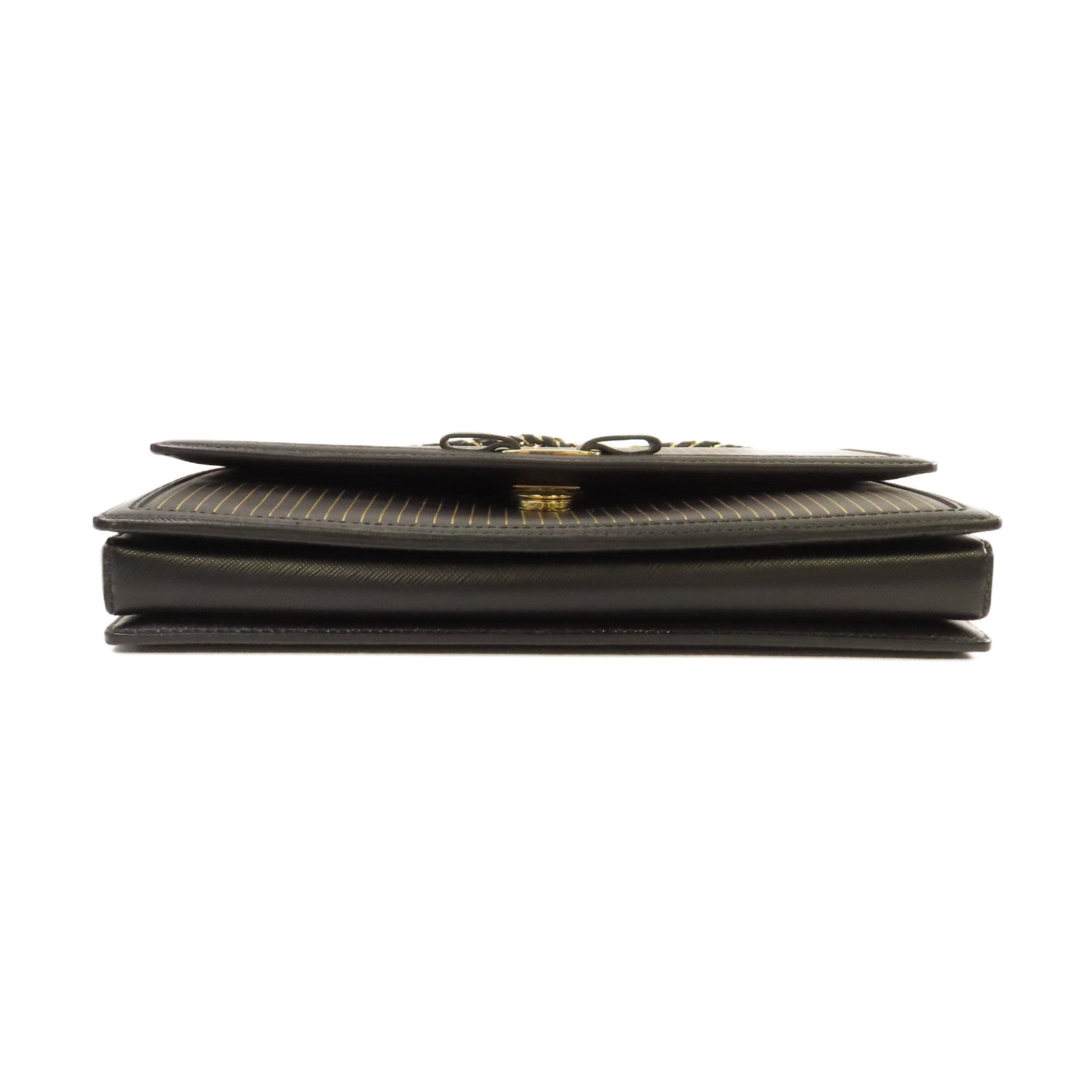 Salvatore Ferragamo 牛皮皮革Chain Shoulder Bag金扣鏈帶肩背袋黑色/金色
