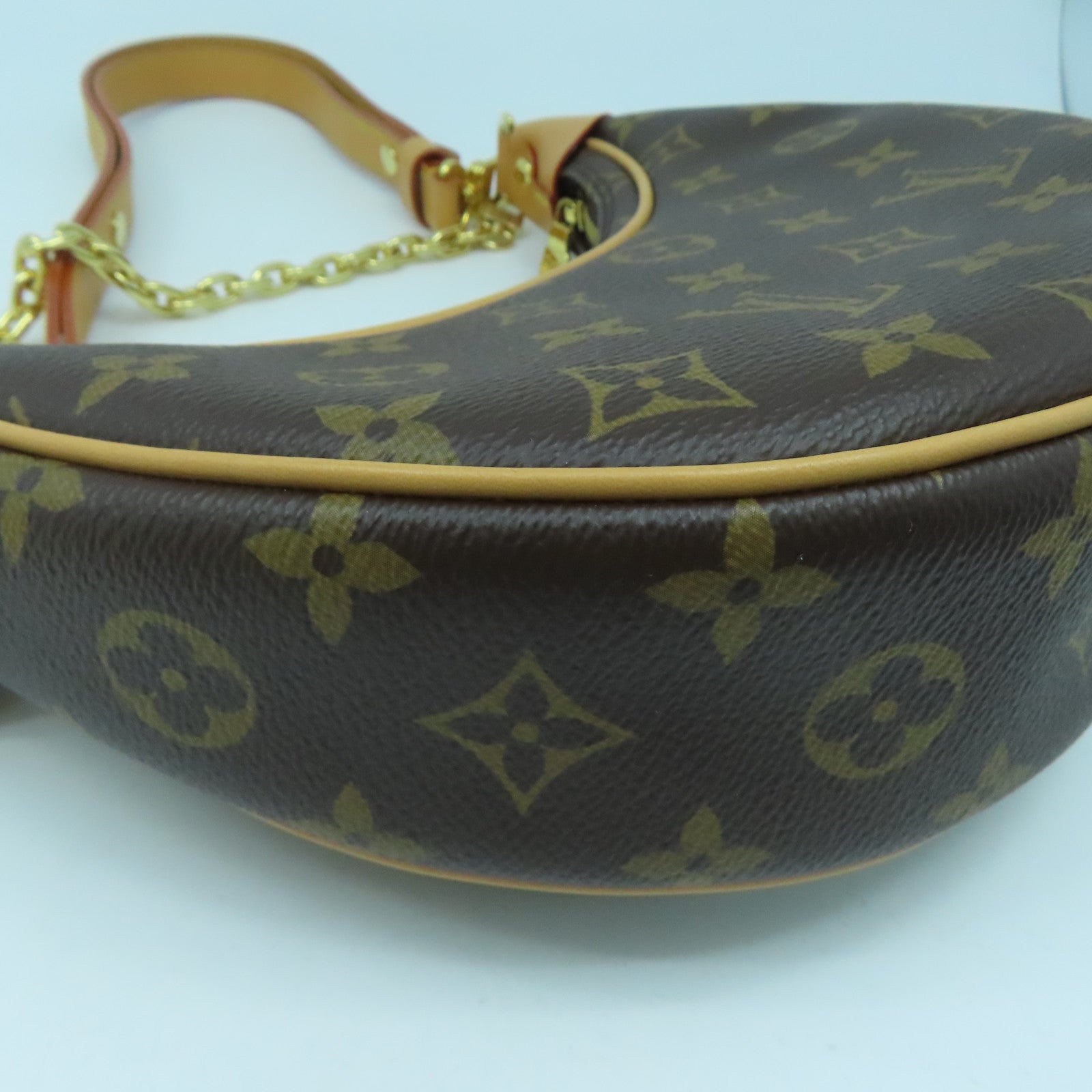 LOUIS VUITTON Monogram Loop Gold Buckle Hand Shoulder Bag Brown