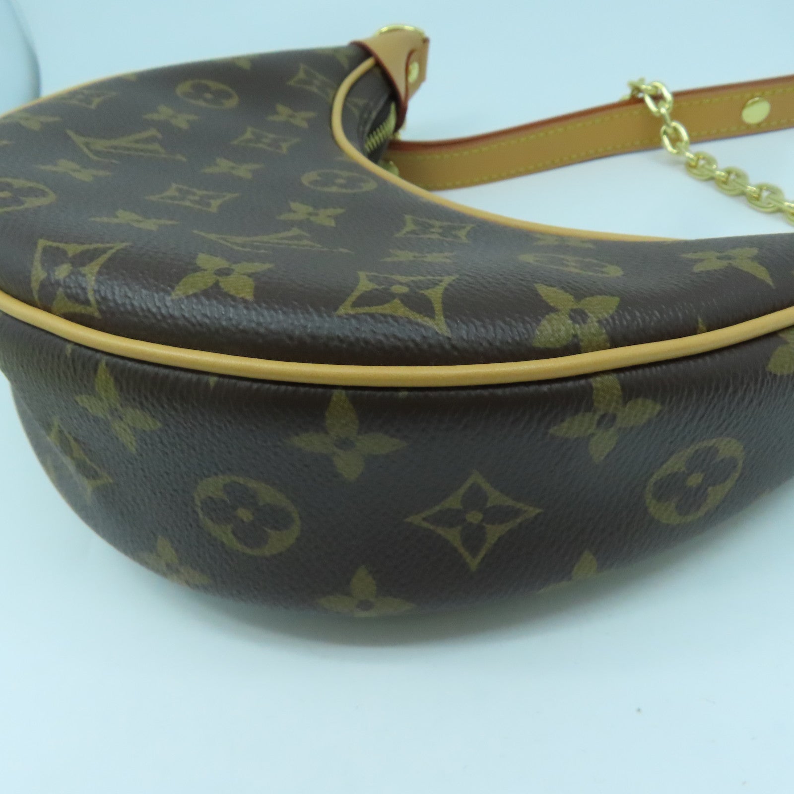 LOUIS VUITTON Monogram Loop Gold Buckle Hand Shoulder Bag Brown