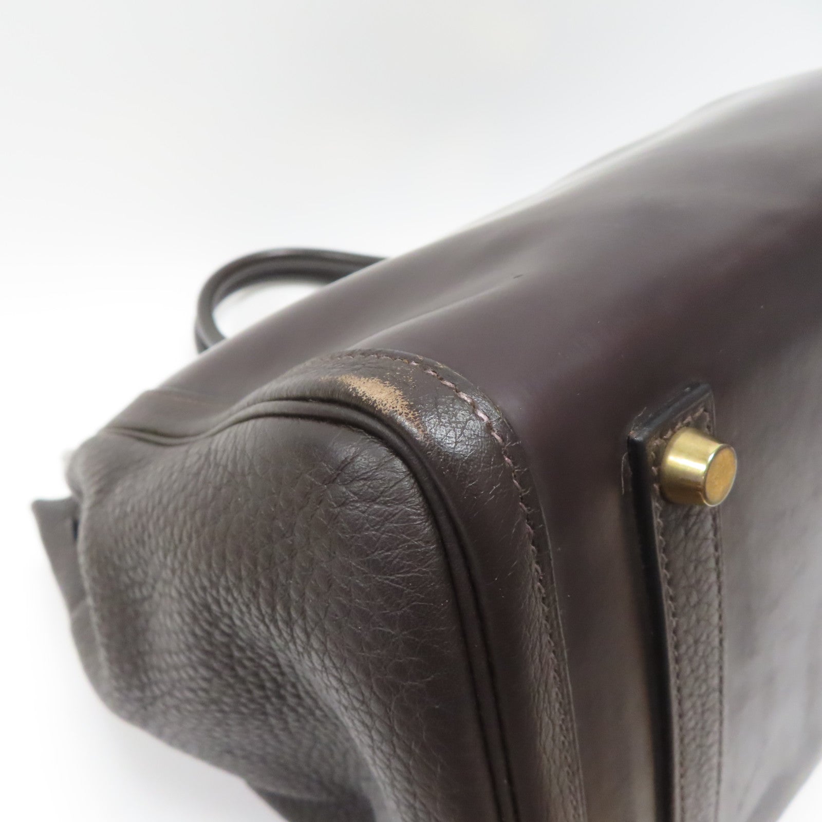 HERMES 皮革Birkin 35金扣手挽袋深啡色