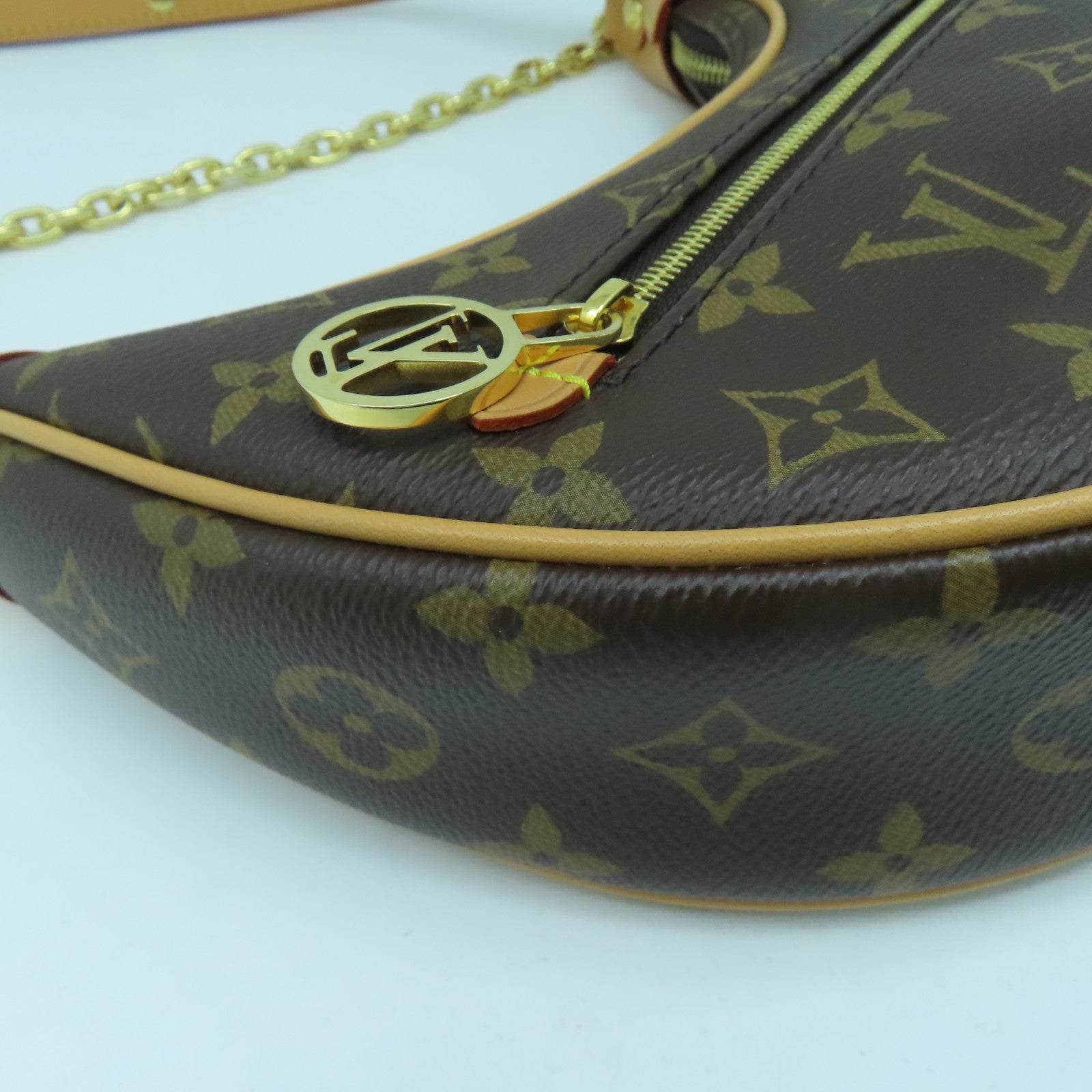 LOUIS VUITTON Monogram Loop Gold Buckle Hand Shoulder Bag Brown