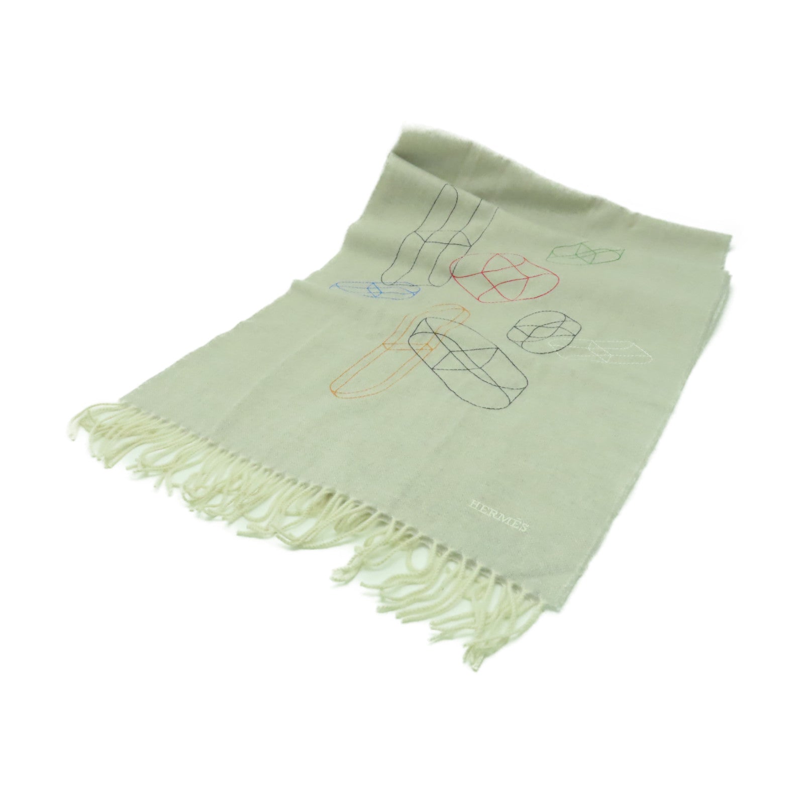 HERMES 羊絨Scarf圍巾米色