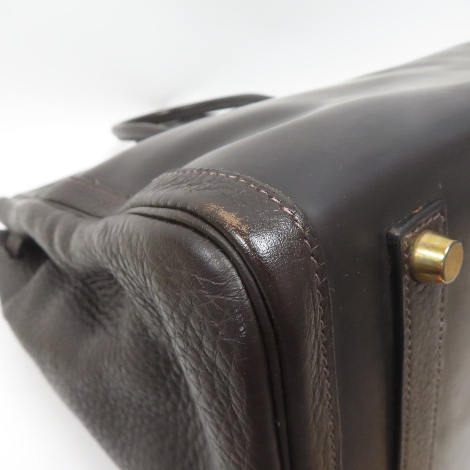 HERMES 皮革Birkin 35金扣手挽袋深啡色