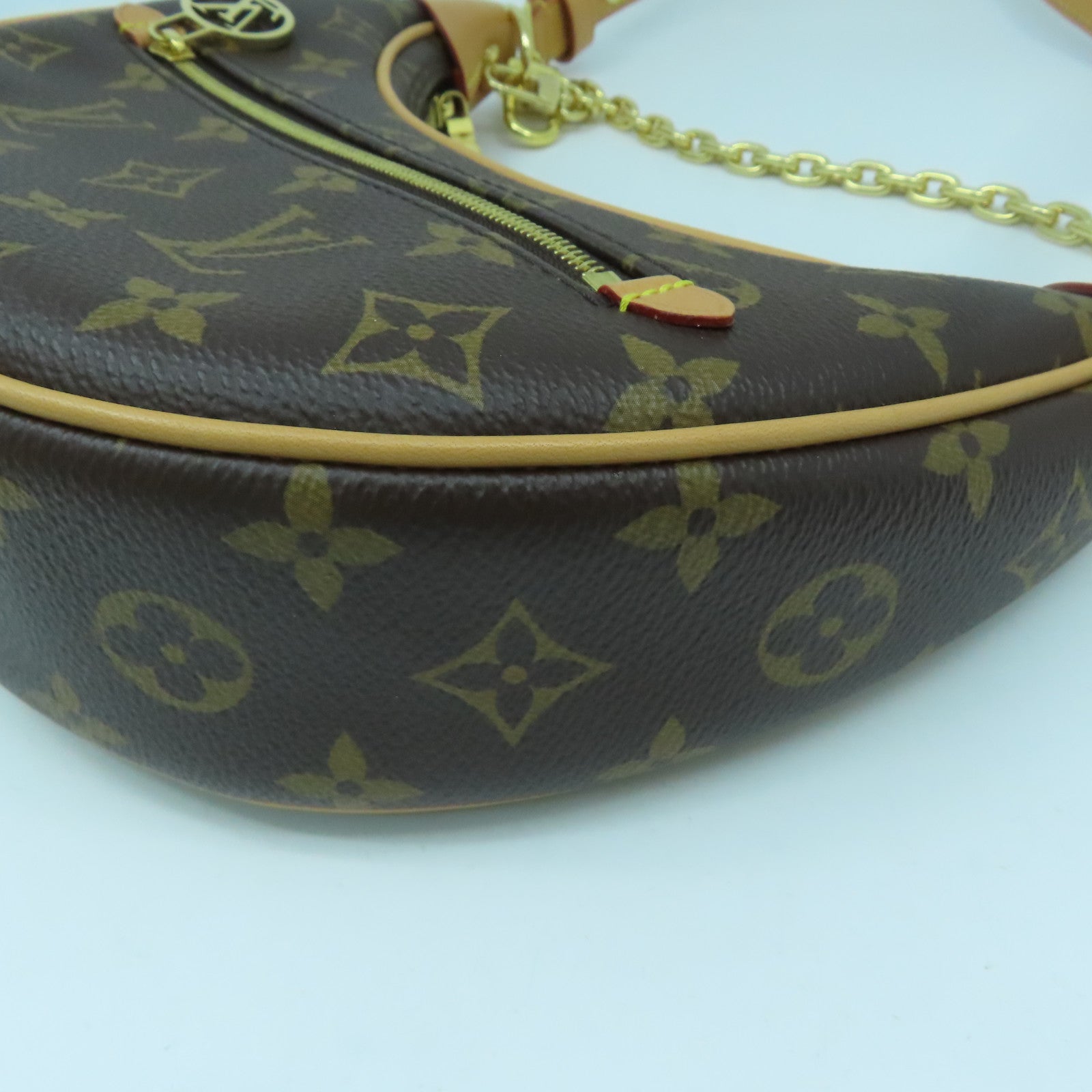 LOUIS VUITTON Monogram Loop Gold Buckle Hand Shoulder Bag Brown