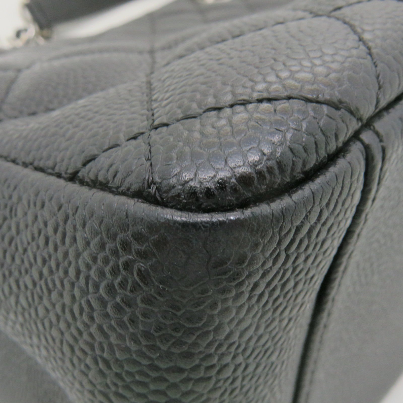 CHANEL 菱格Caviar皮革GST Grand Shopping Tote Bag銀扣鏈帶肩背袋黑色