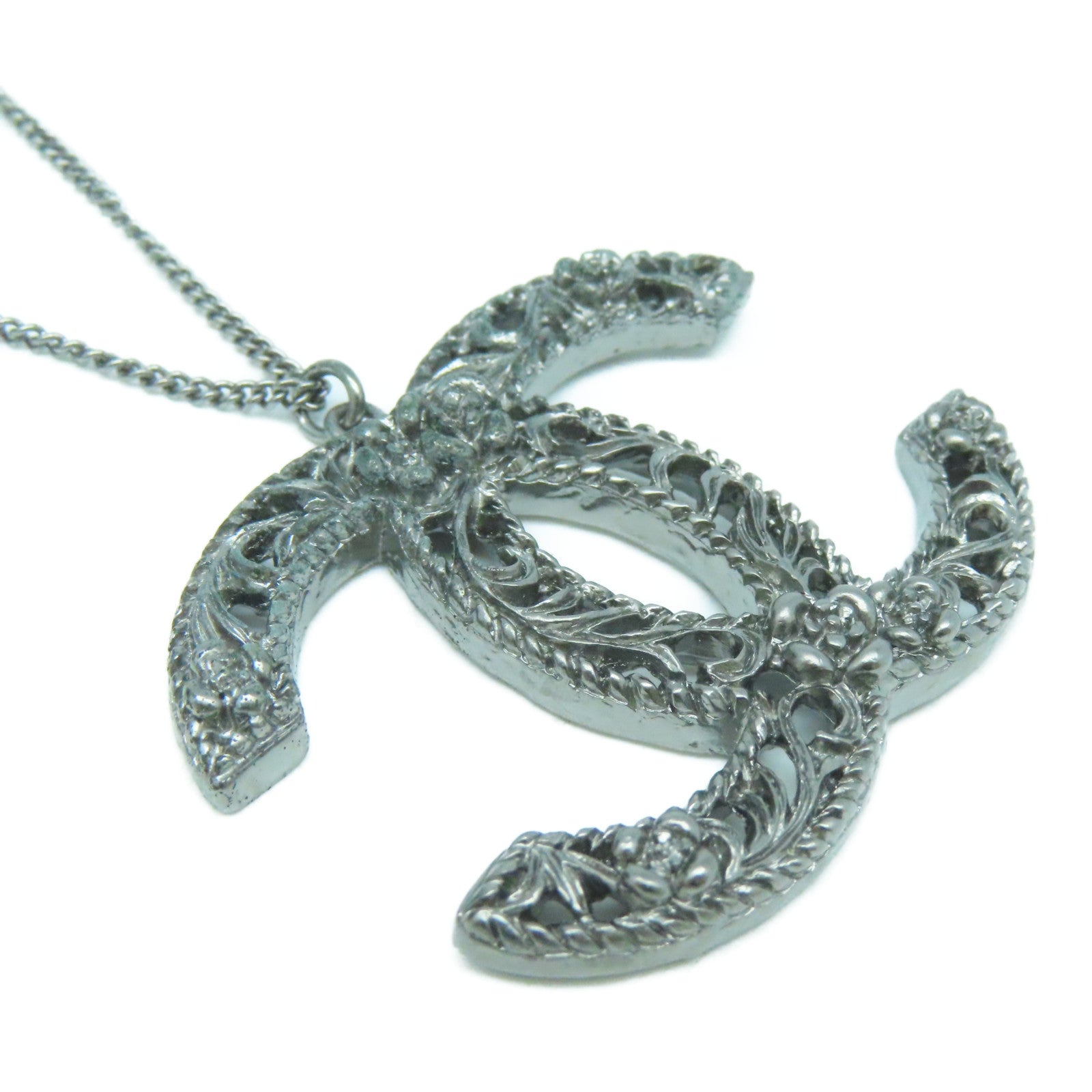 CHANEL 金属Necklace银扣项链银色