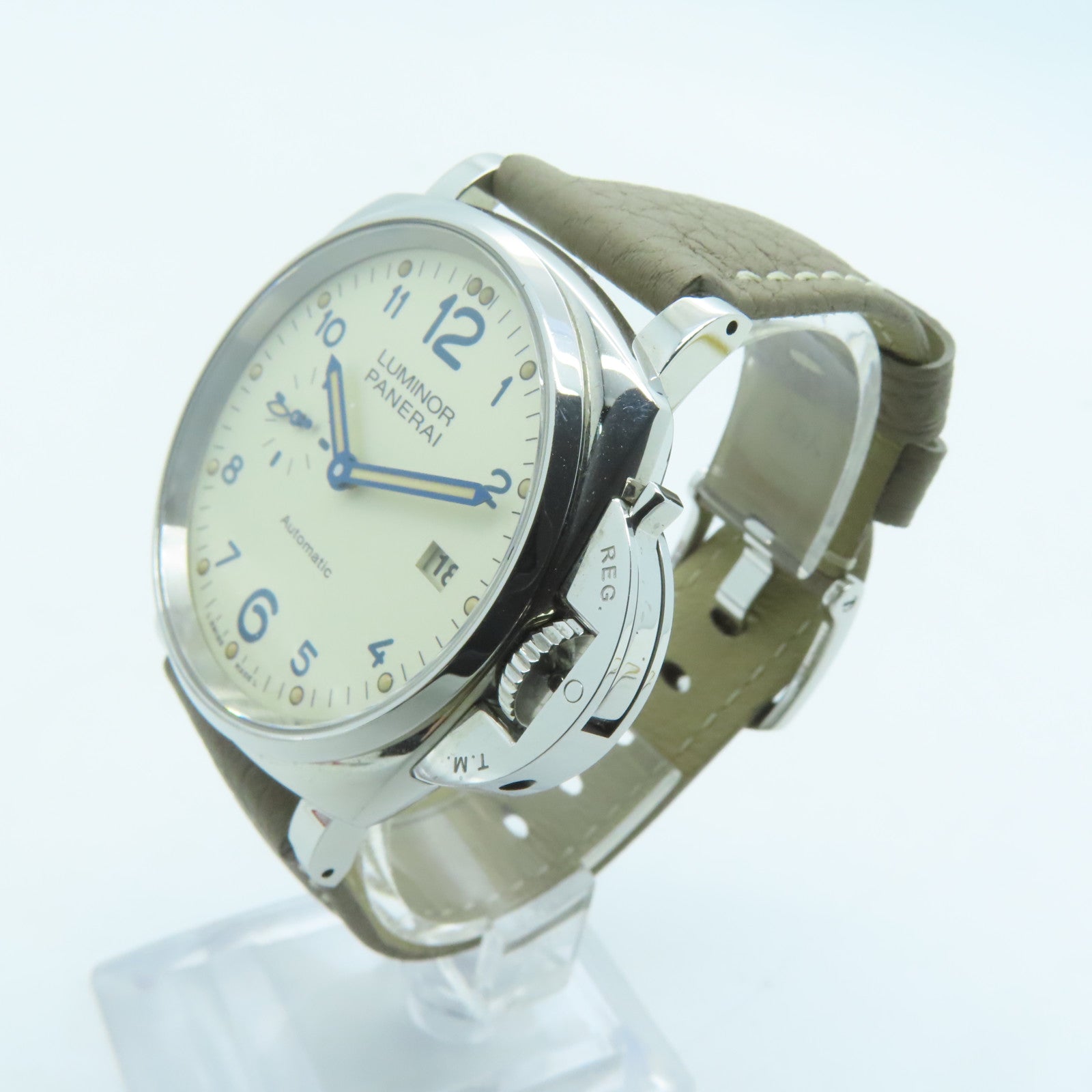 PANERAI Luminor皮革带/不锈钢手表自动机芯米色