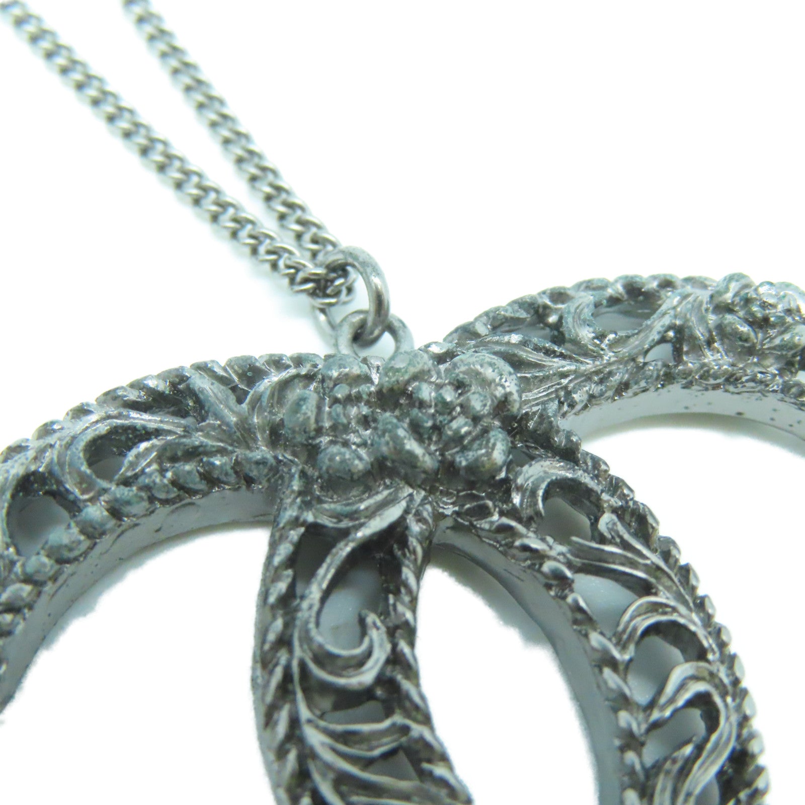 CHANEL 金属Necklace银扣项链银色