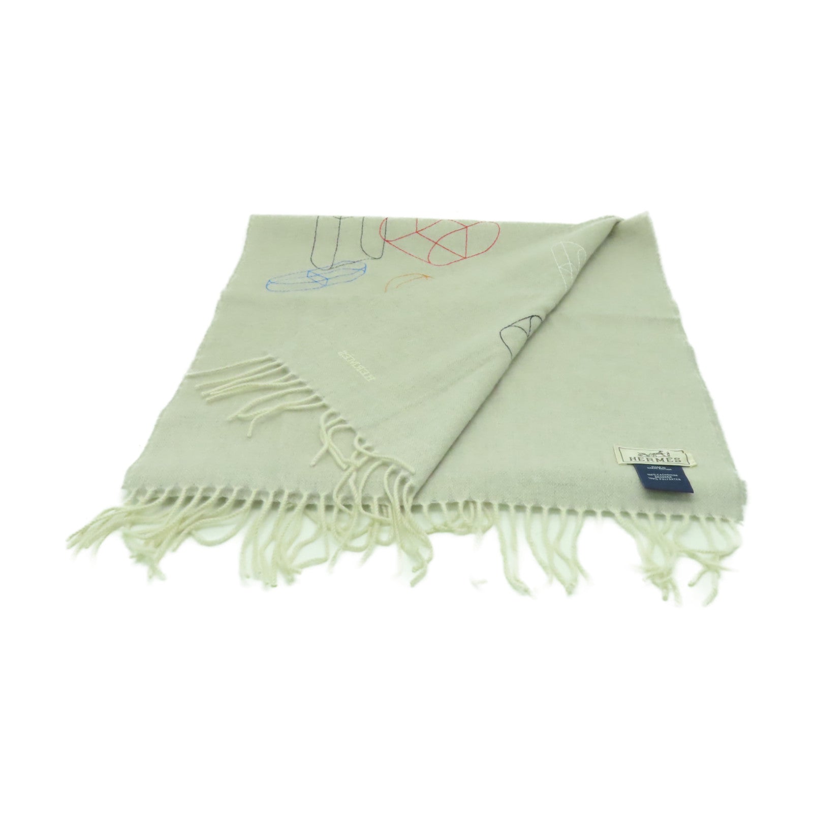 HERMES 羊絨Scarf圍巾米色