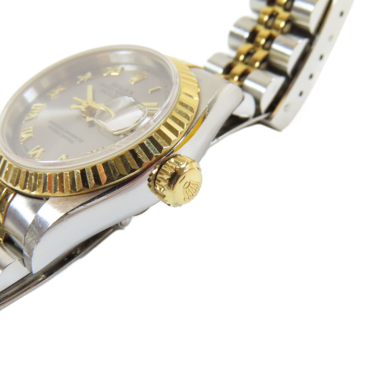 ROLEX 18K黃金/不鏽鋼Datejust手錶灰色#14cm