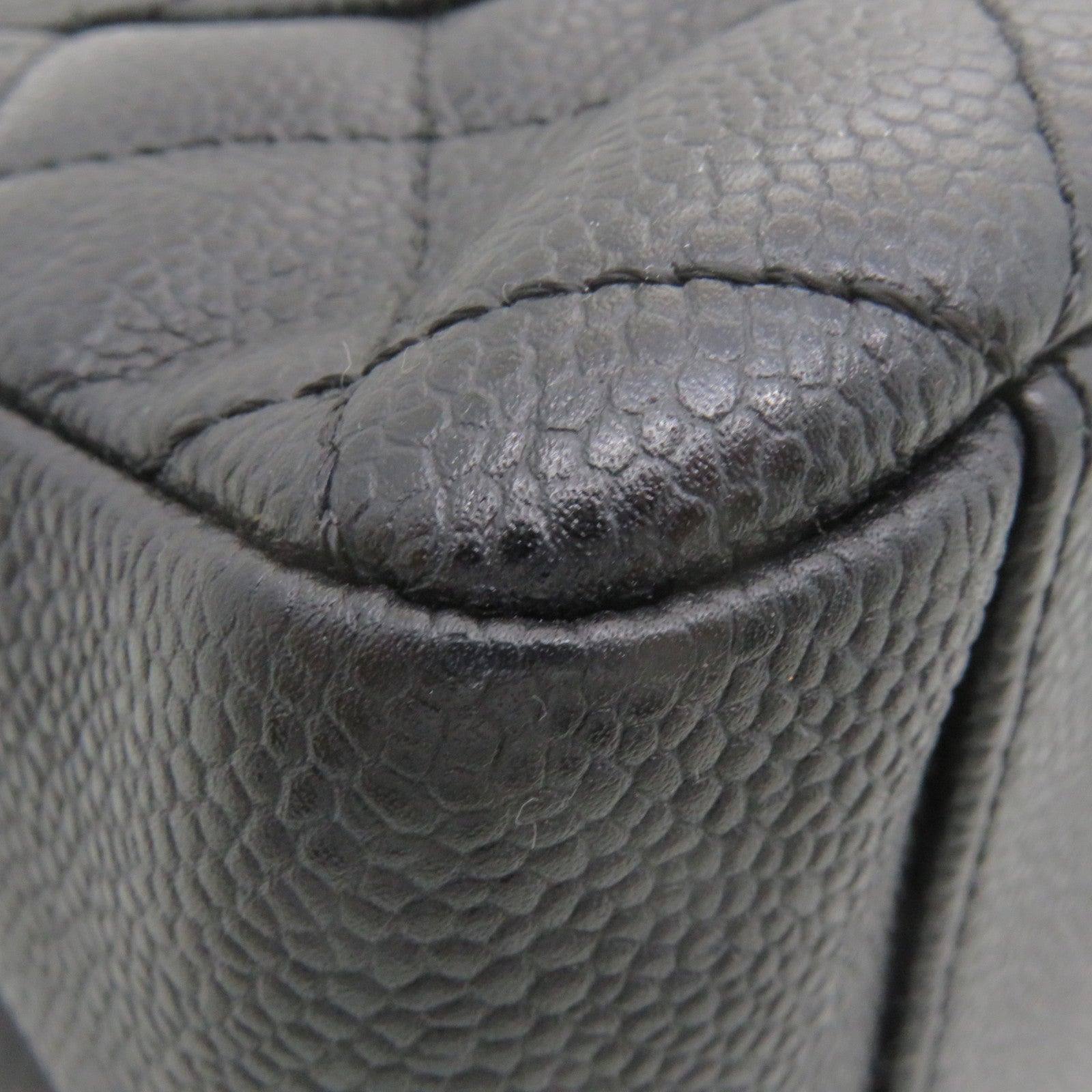 CHANEL 菱格Caviar皮革GST Grand Shopping Tote Bag銀扣鏈帶肩背袋黑色