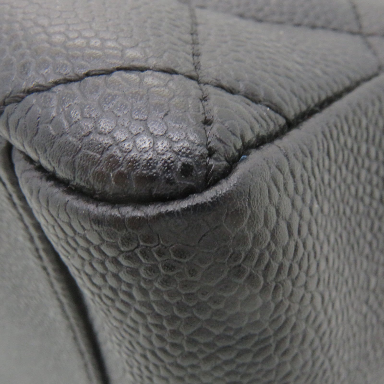 CHANEL 菱格Caviar皮革GST Grand Shopping Tote Bag銀扣鏈帶肩背袋黑色