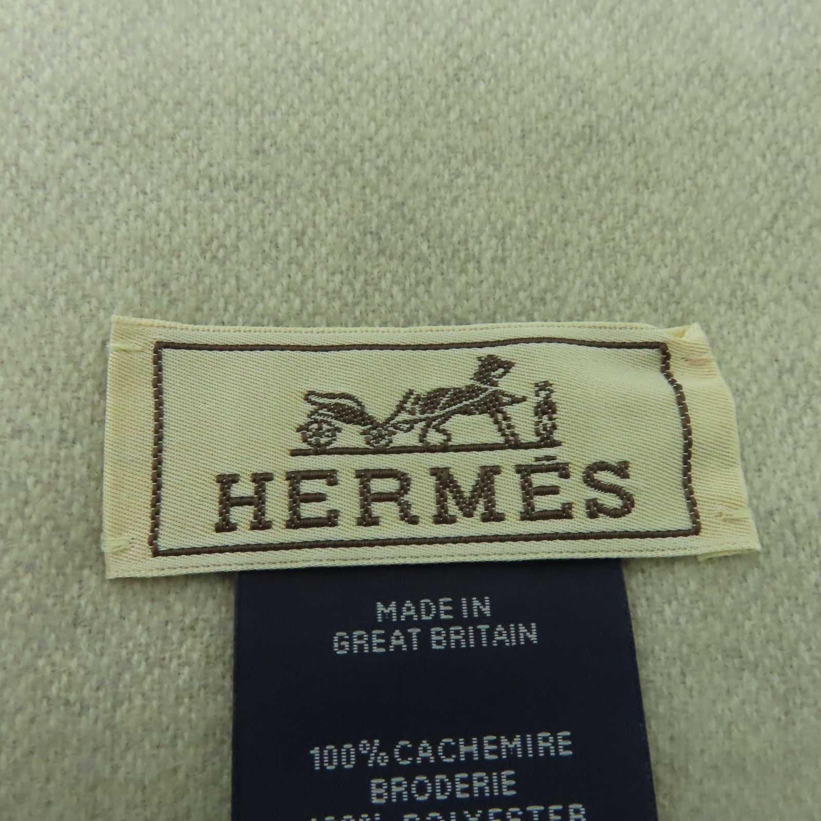 HERMES 羊絨Scarf圍巾米色