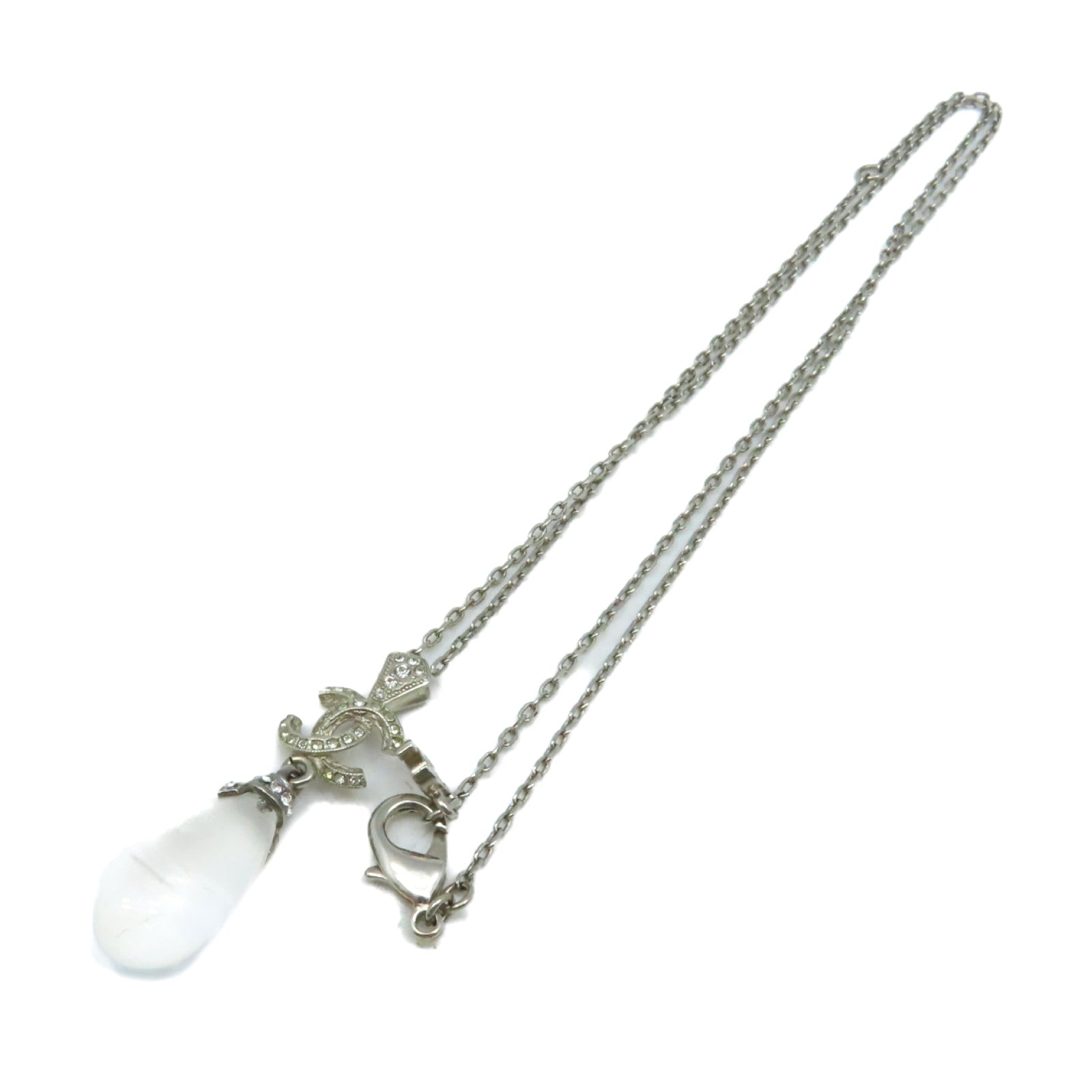 CHANEL 金屬CC Logo Pendant Necklace項鏈銀色/透明