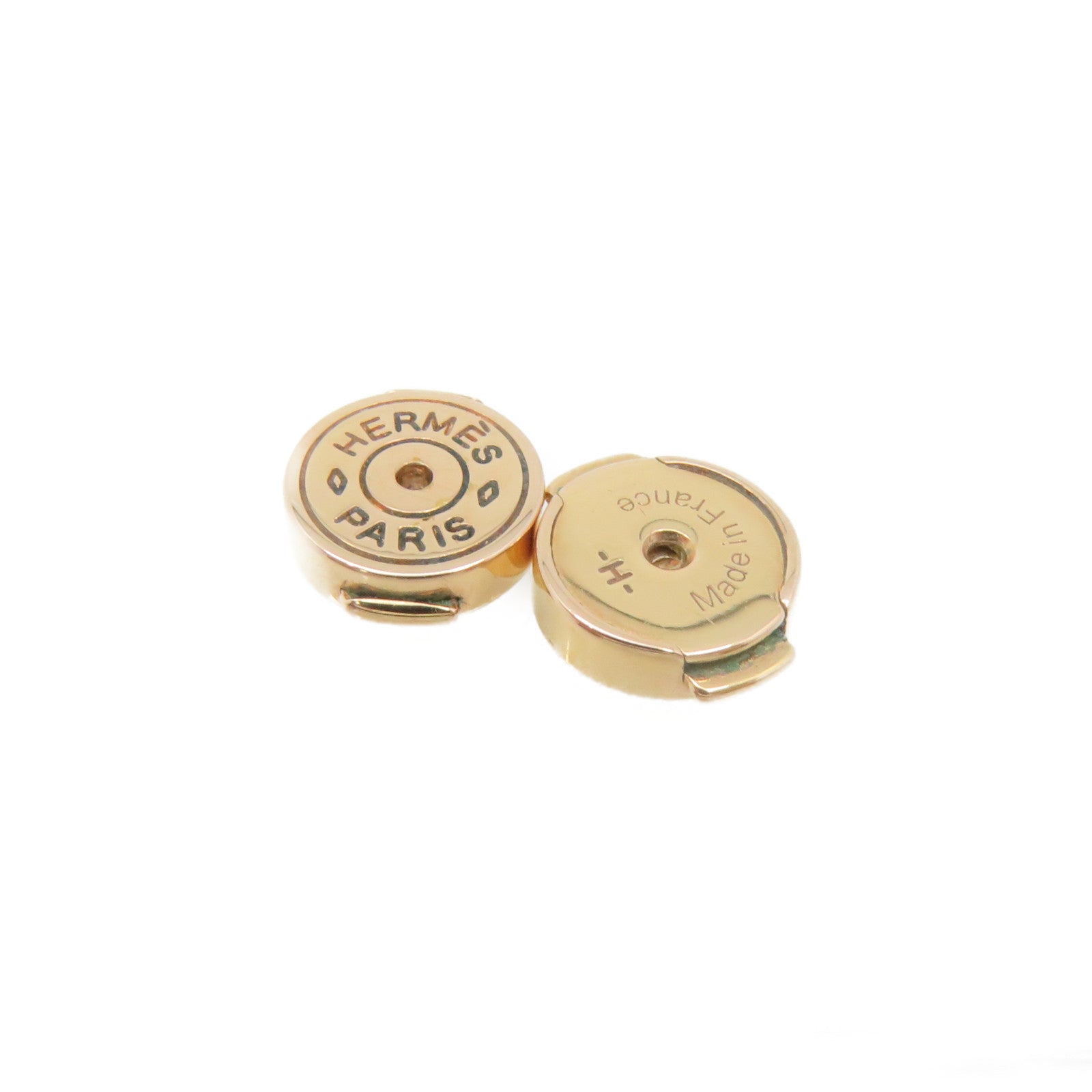 HERMES Metal Mini Pop H Earrings Green/Gold