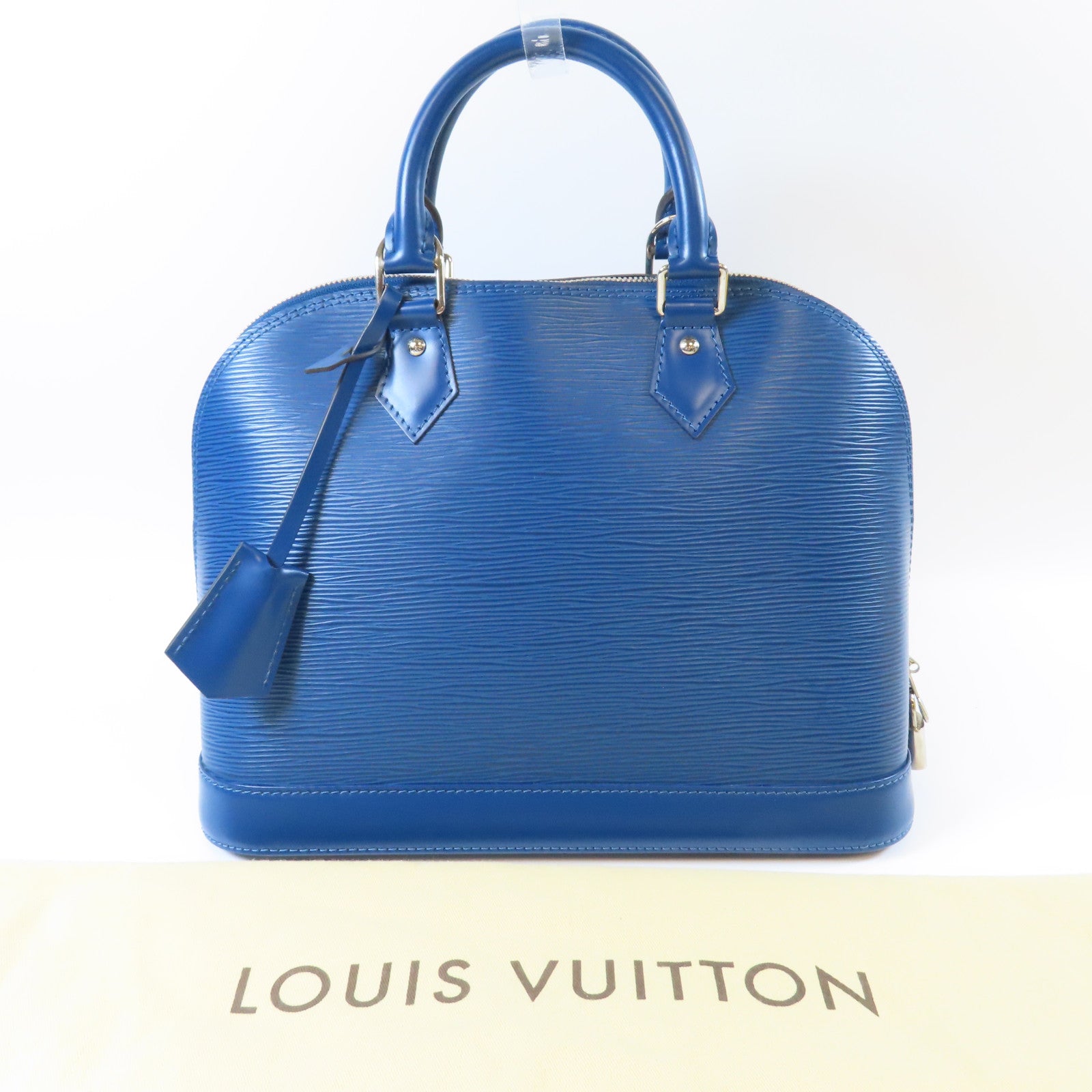 LOUIS VUITTON Epi Alma PM銀扣手挽袋藍色