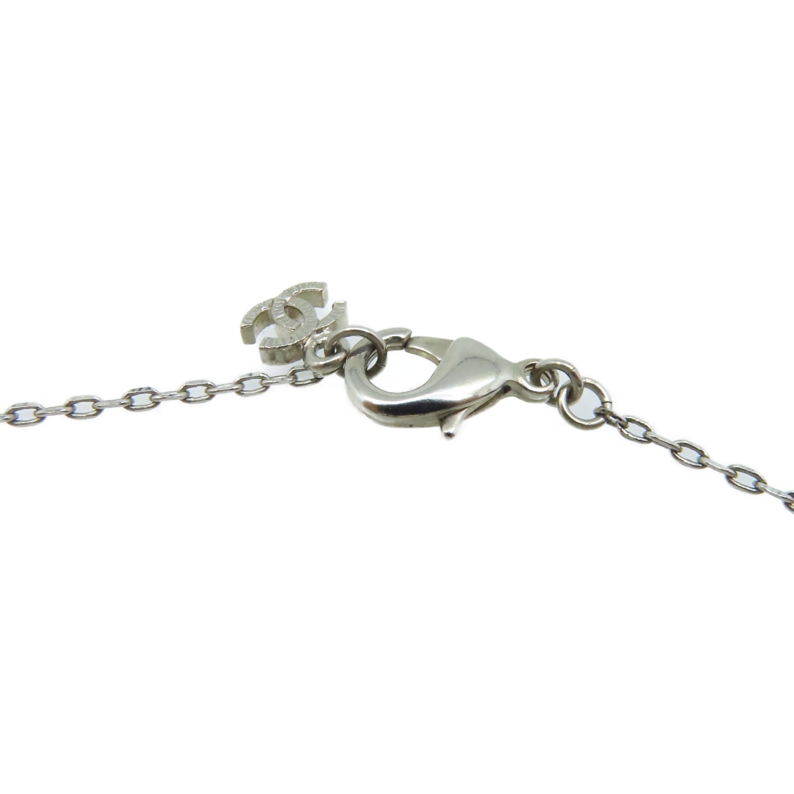 CHANEL 金屬CC Logo Pendant Necklace項鏈銀色/透明