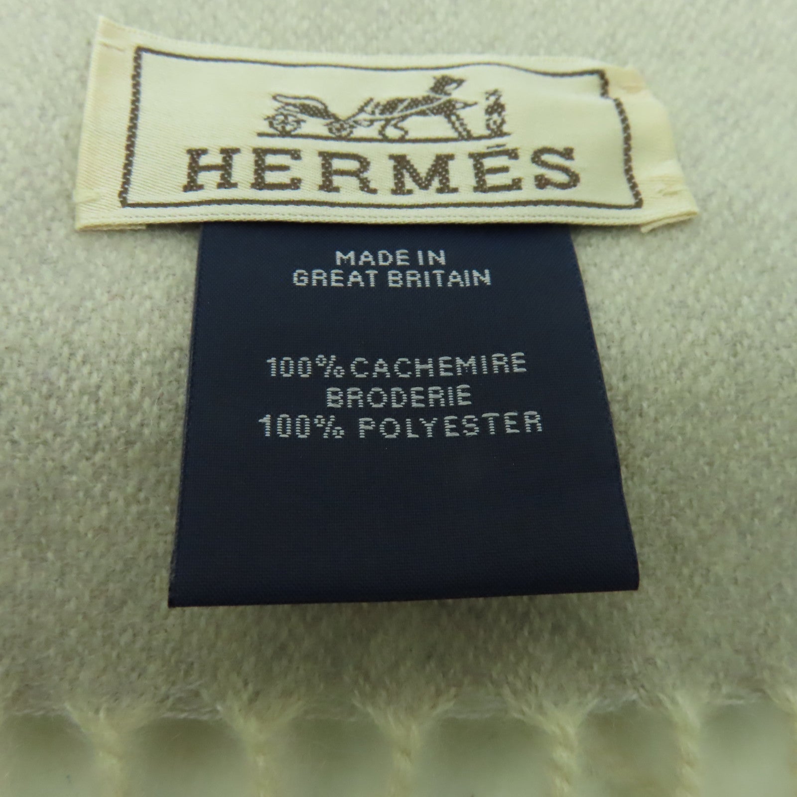 HERMES 羊絨Scarf圍巾米色