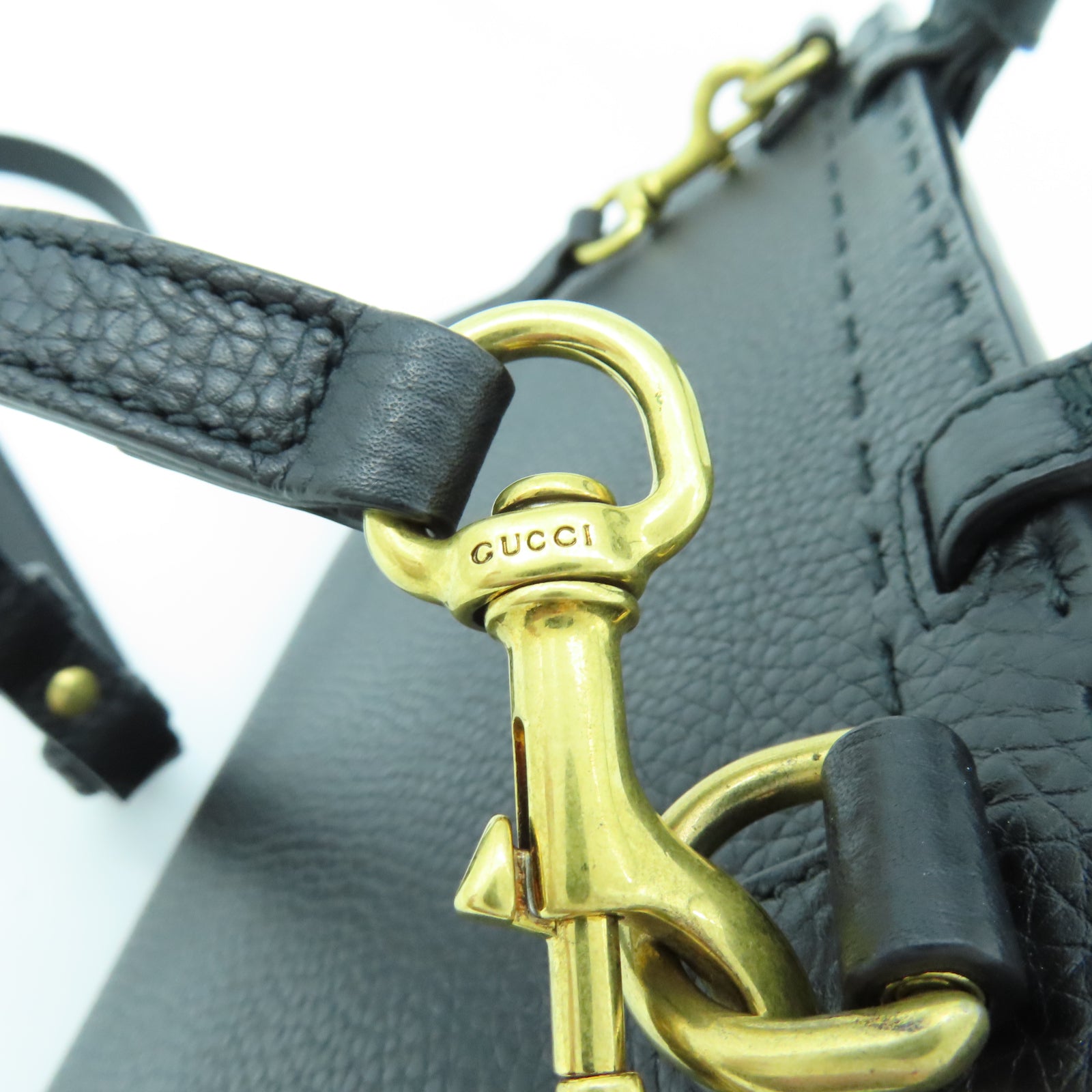 GUCCI 牛皮皮革2 Way Shoulder金扣手挽肩背兩用袋黑色