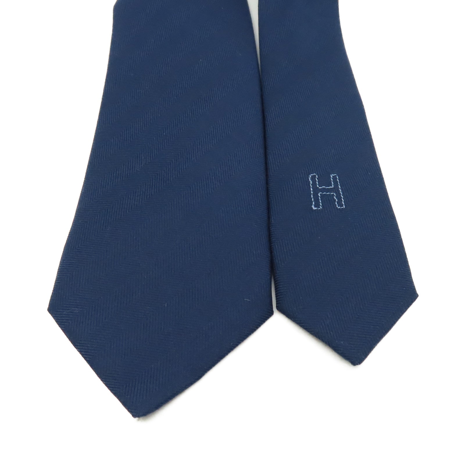 HERMES 絲質Necktie領帶寶藍色