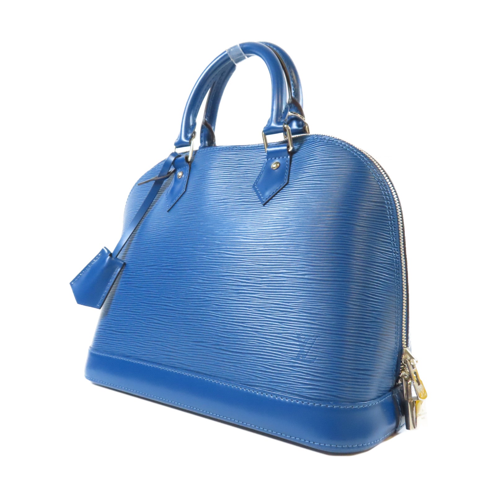 LOUIS VUITTON Epi Alma PM銀扣手挽袋藍色