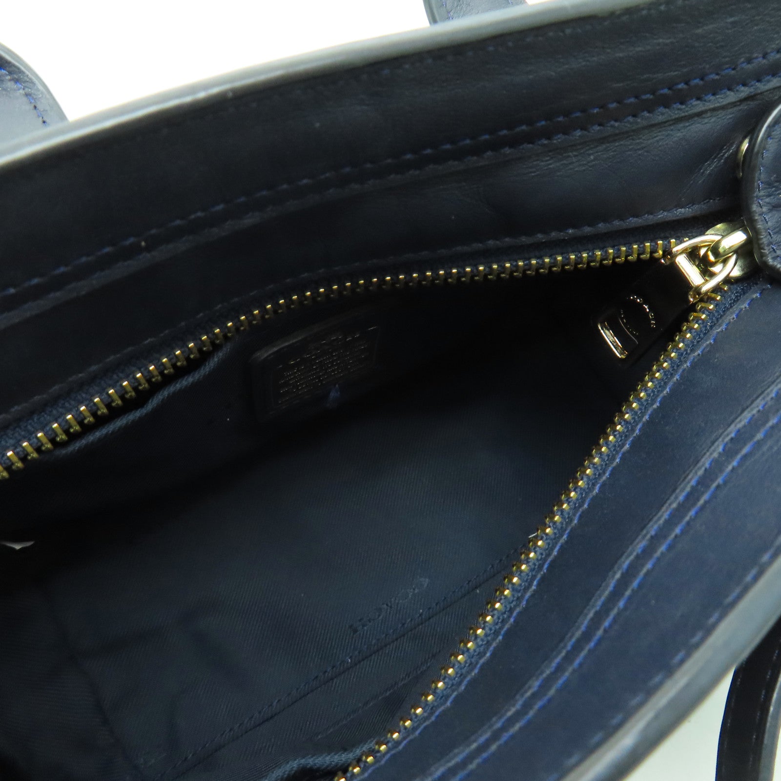 COACH 牛皮皮革2 Way Shoulder金扣手挽肩背兩用袋藍色