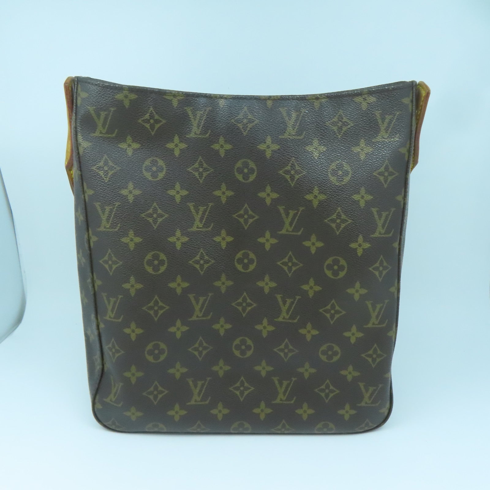 LOUIS VUITTON Monogram Looping GM Gold Buckle Shoulder Bag Brown