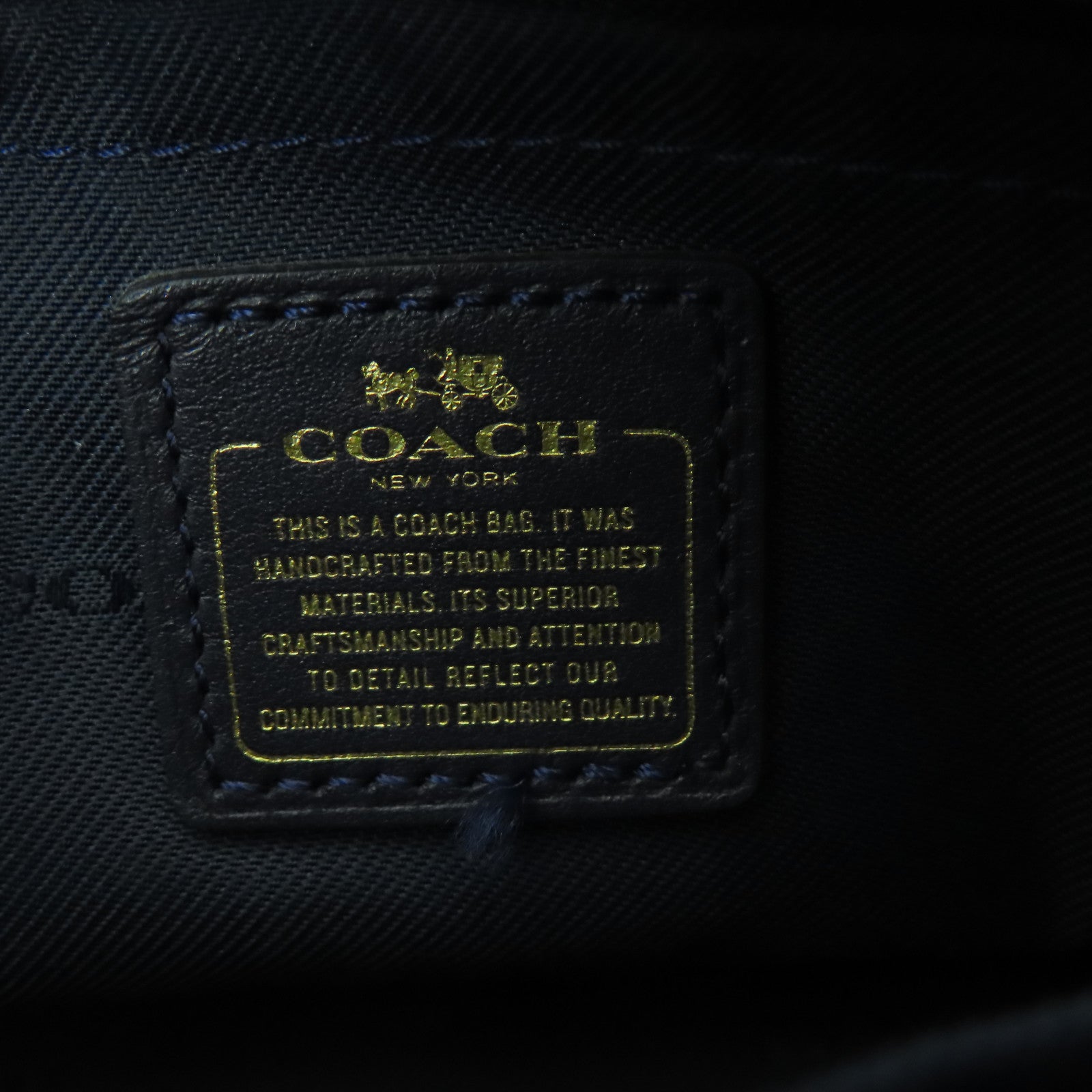 COACH 牛皮皮革2 Way Shoulder金扣手挽肩背兩用袋藍色