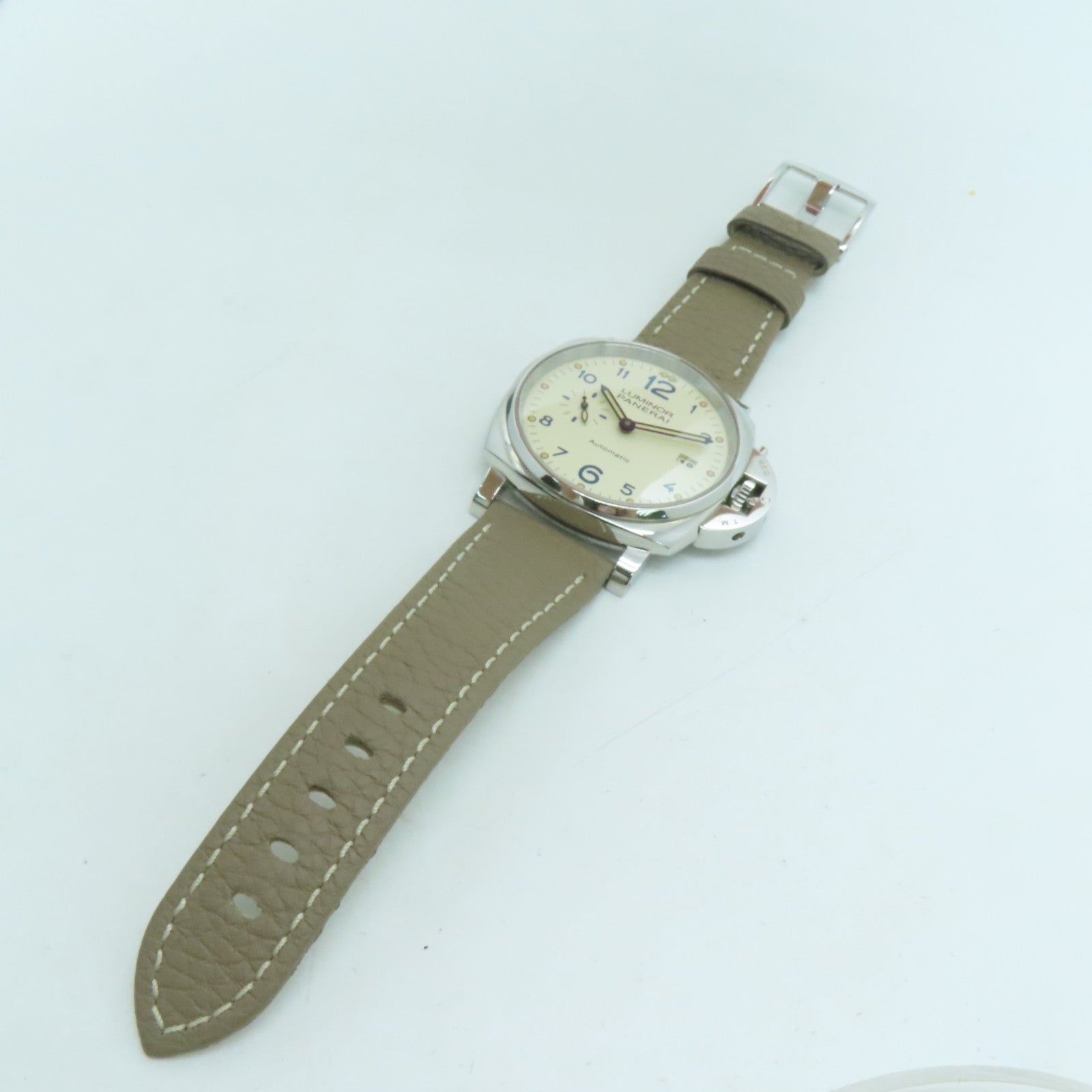 PANERAI Luminor皮革带/不锈钢手表自动机芯米色