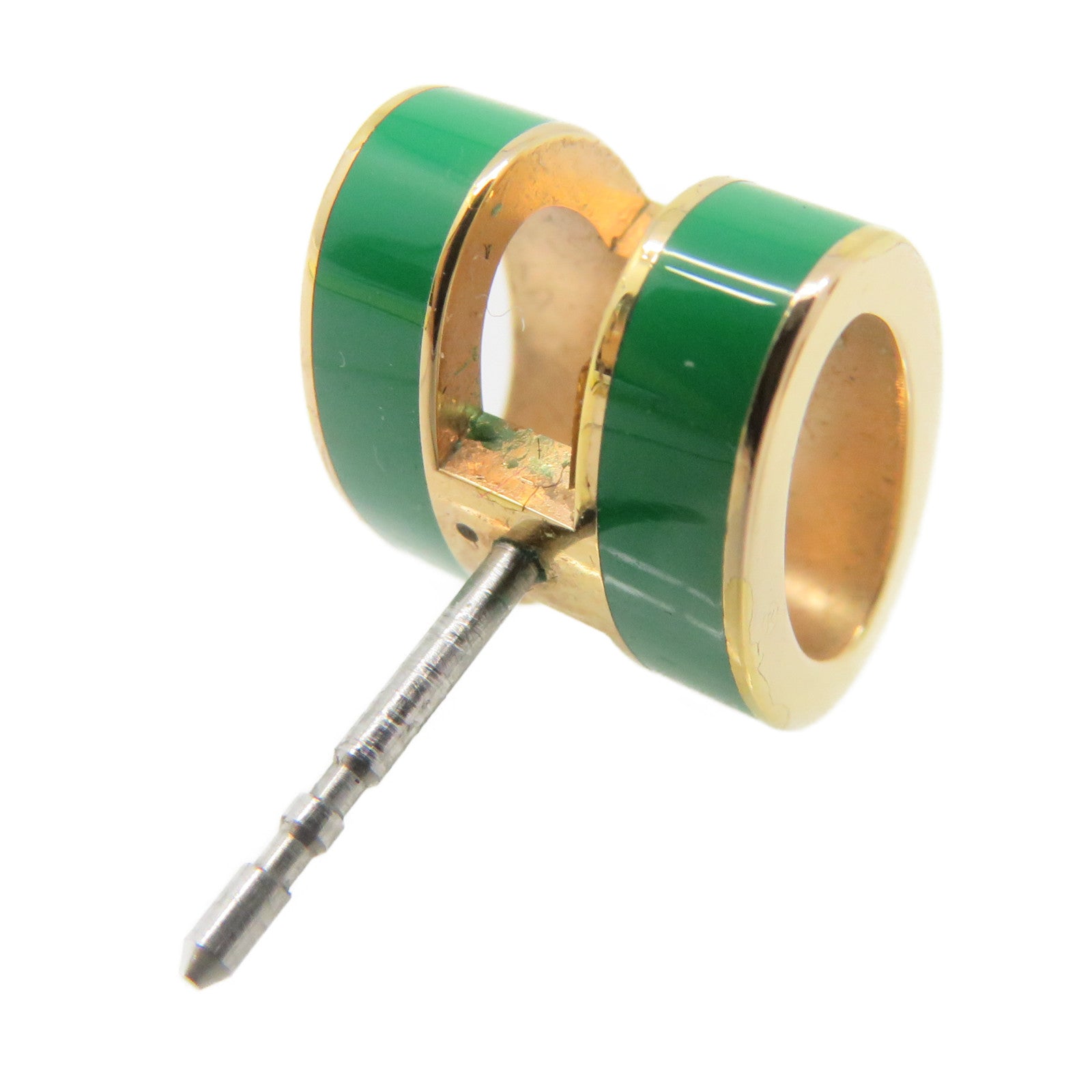 HERMES Metal Mini Pop H Earrings Green/Gold