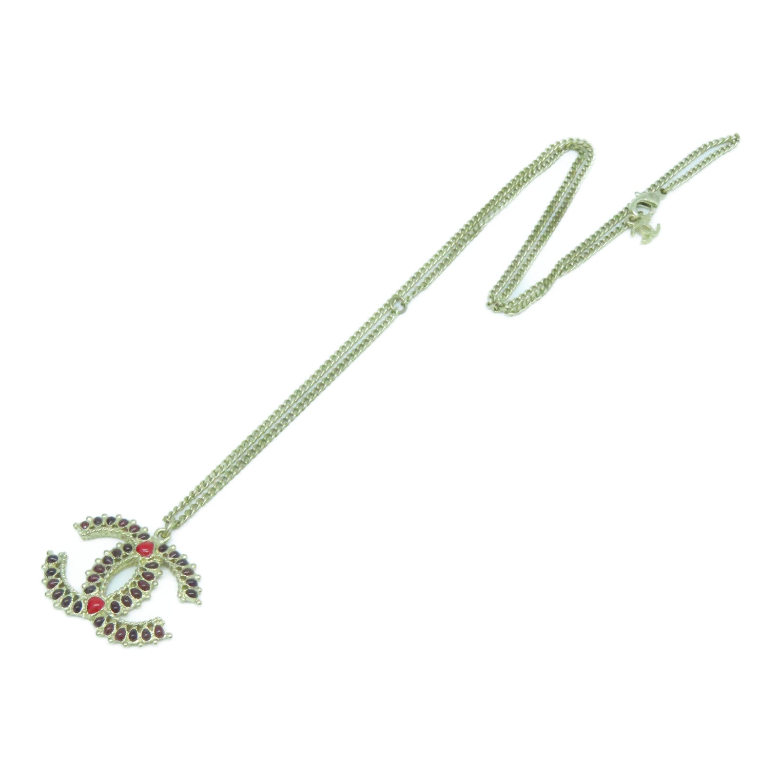 CHANEL 金属Necklace金扣项链金色