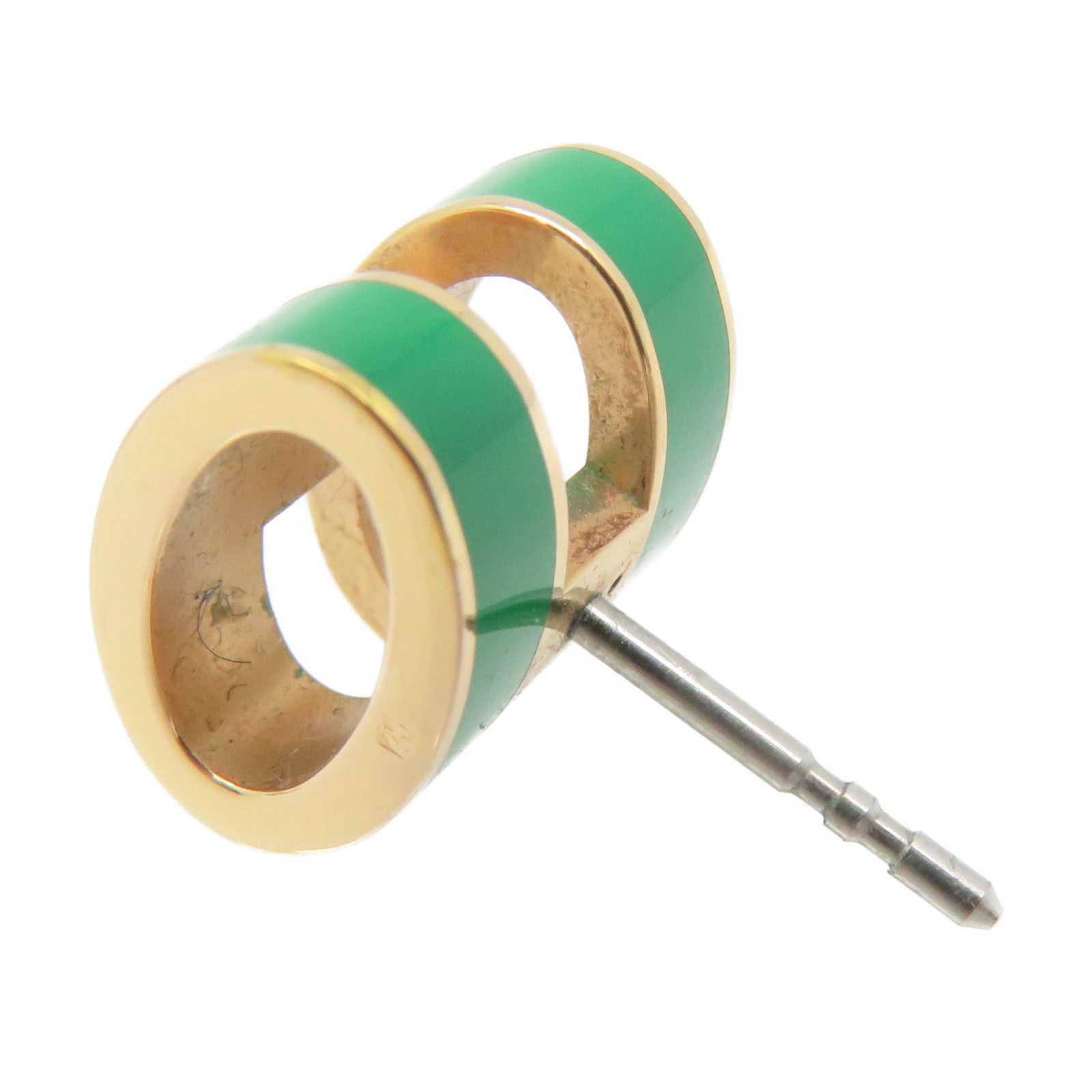HERMES Metal Mini Pop H Earrings Green/Gold