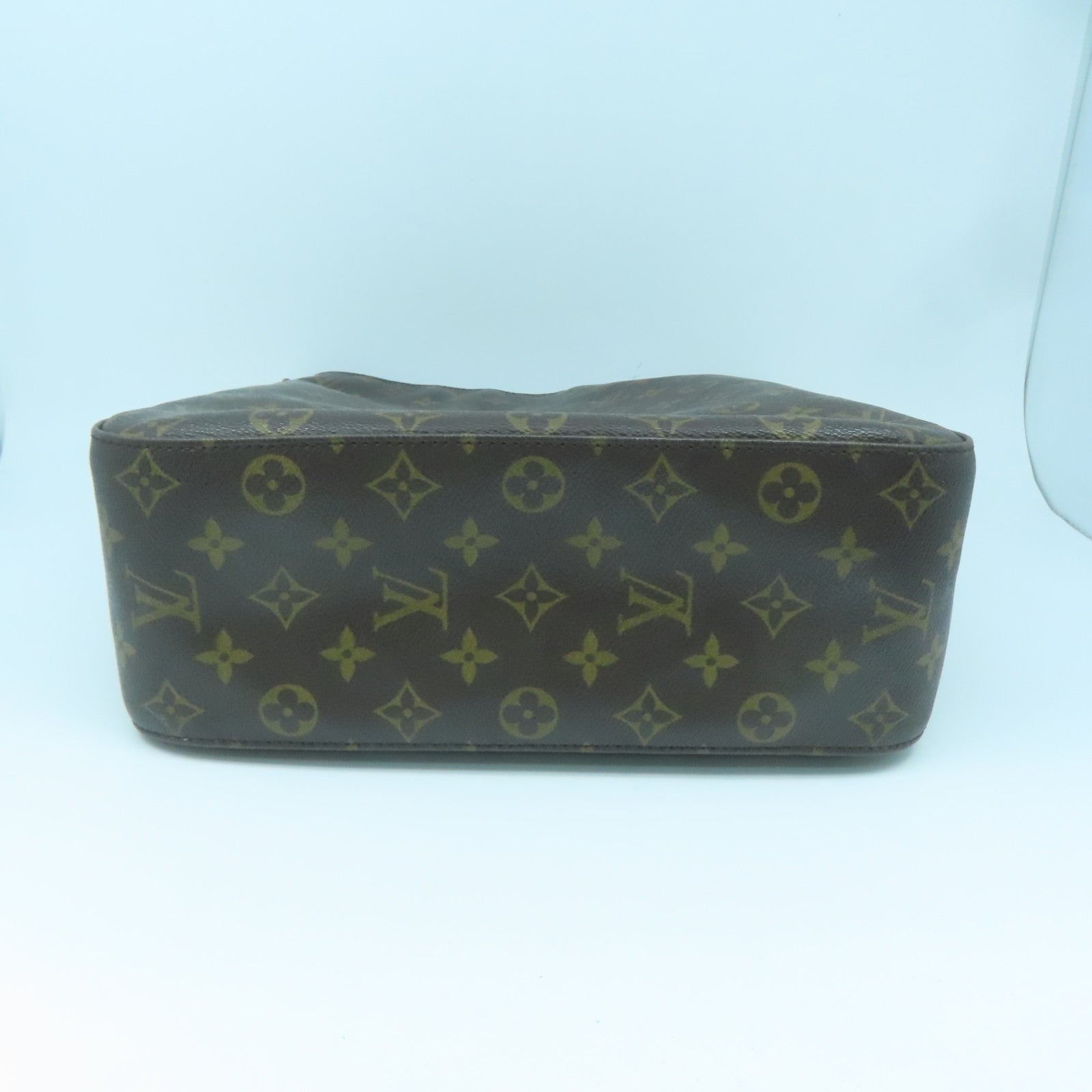LOUIS VUITTON Monogram Looping GM Gold Buckle Shoulder Bag Brown