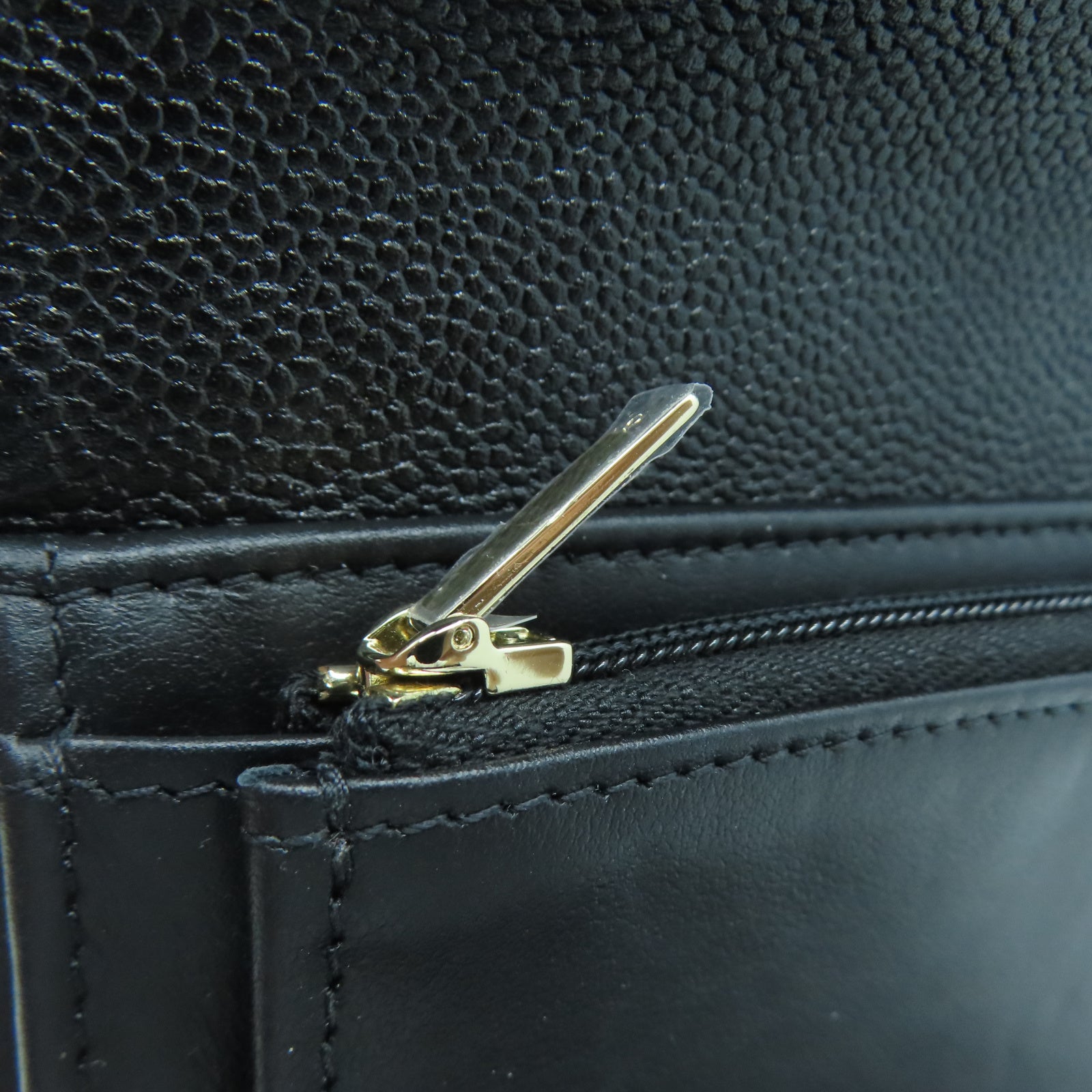 CHANEL 菱格牛皮皮革Wallet金扣錢包黑色