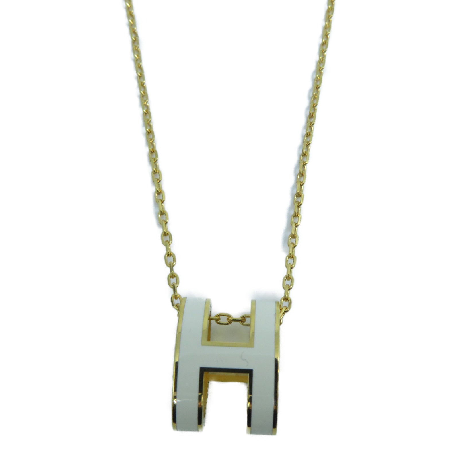 HERMES 金屬Pop H項鍊金色/白色