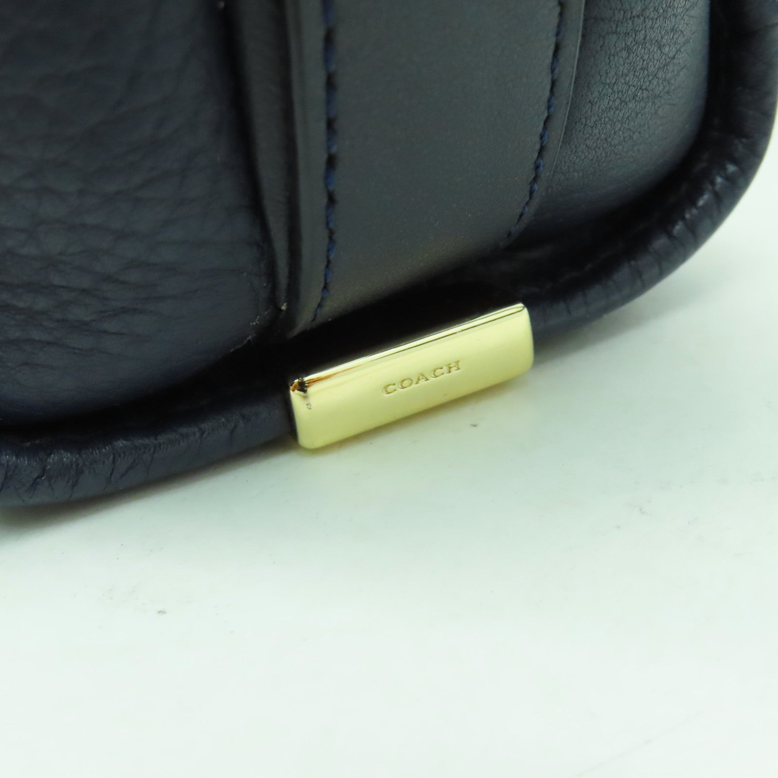 COACH 牛皮皮革2 Way Shoulder金扣手挽肩背兩用袋藍色