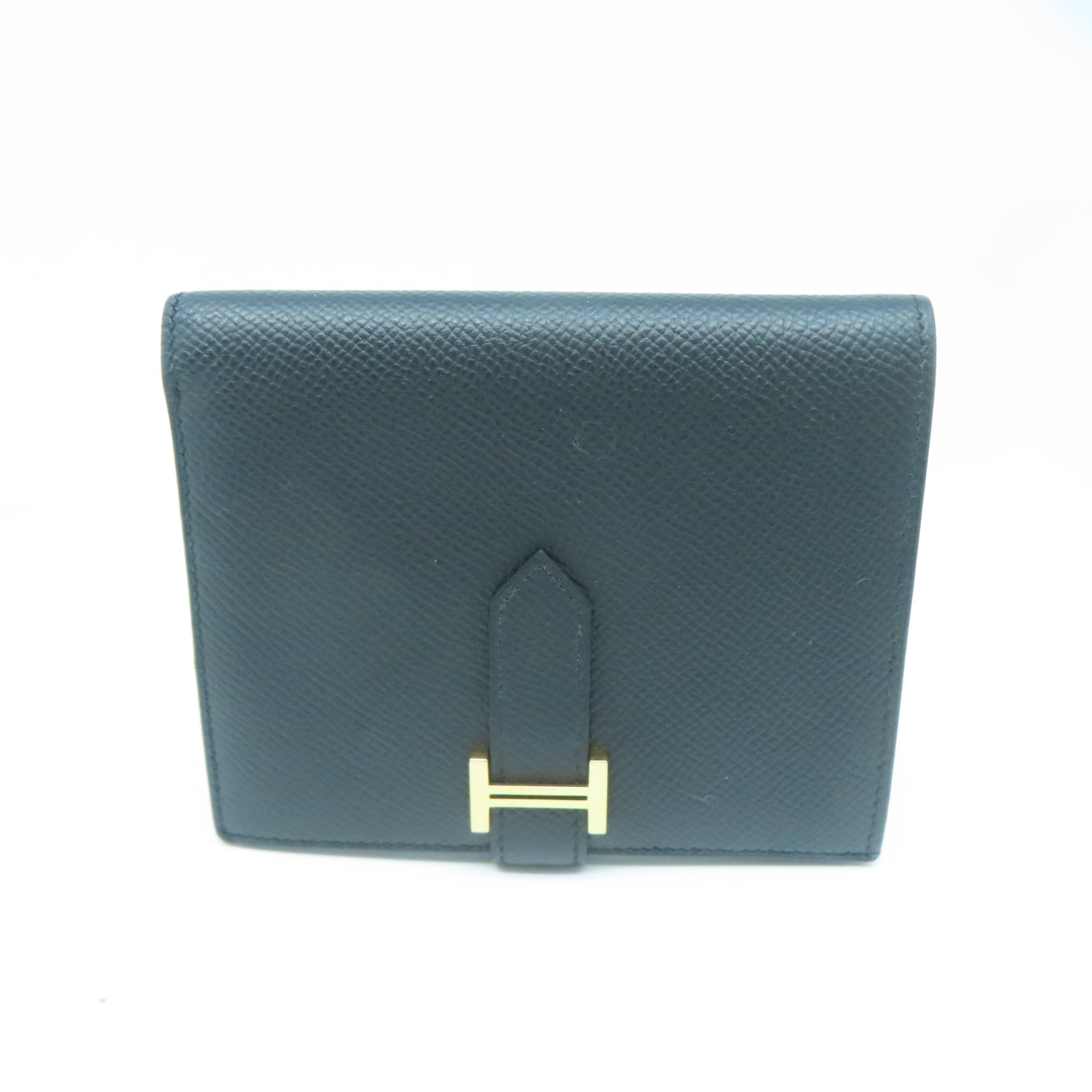 HERMES Veau Epsom皮革Bearn Wallet金扣錢包黑色