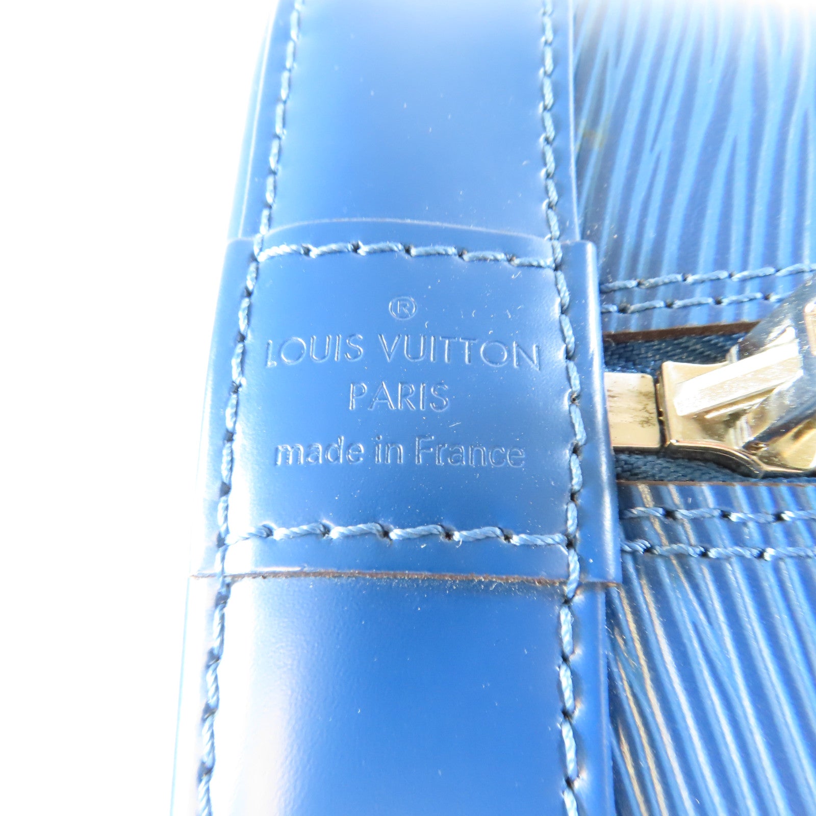 LOUIS VUITTON Epi Alma PM銀扣手挽袋藍色