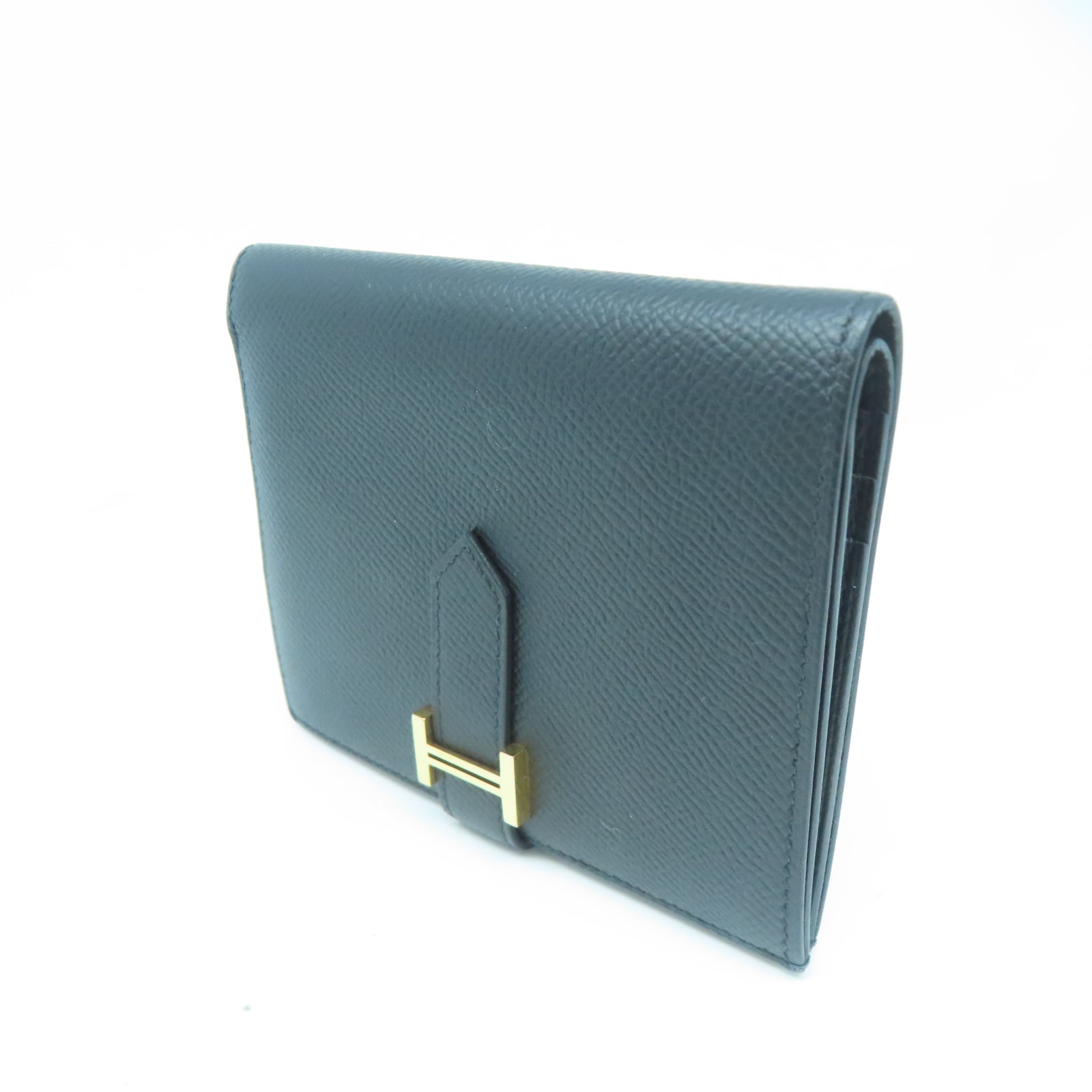 HERMES Veau Epsom皮革Bearn Wallet金扣錢包黑色