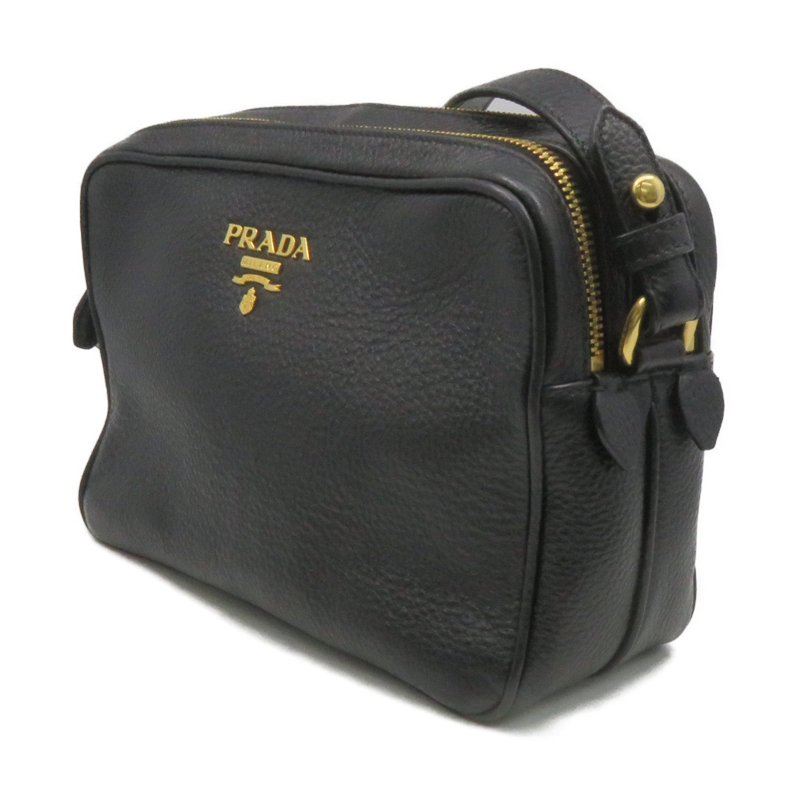 PRADA 牛皮皮革Vitello Phenix Shoulder Bag肩背袋黑色