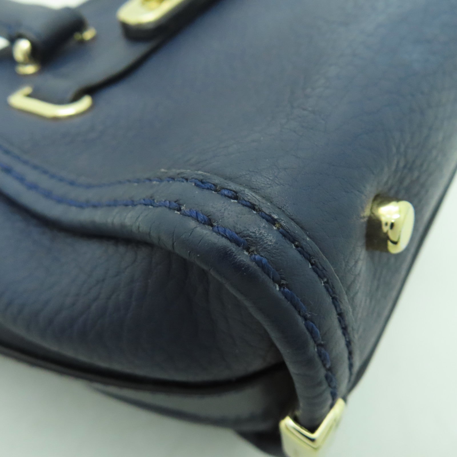 COACH 牛皮皮革2 Way Shoulder金扣手挽肩背兩用袋藍色