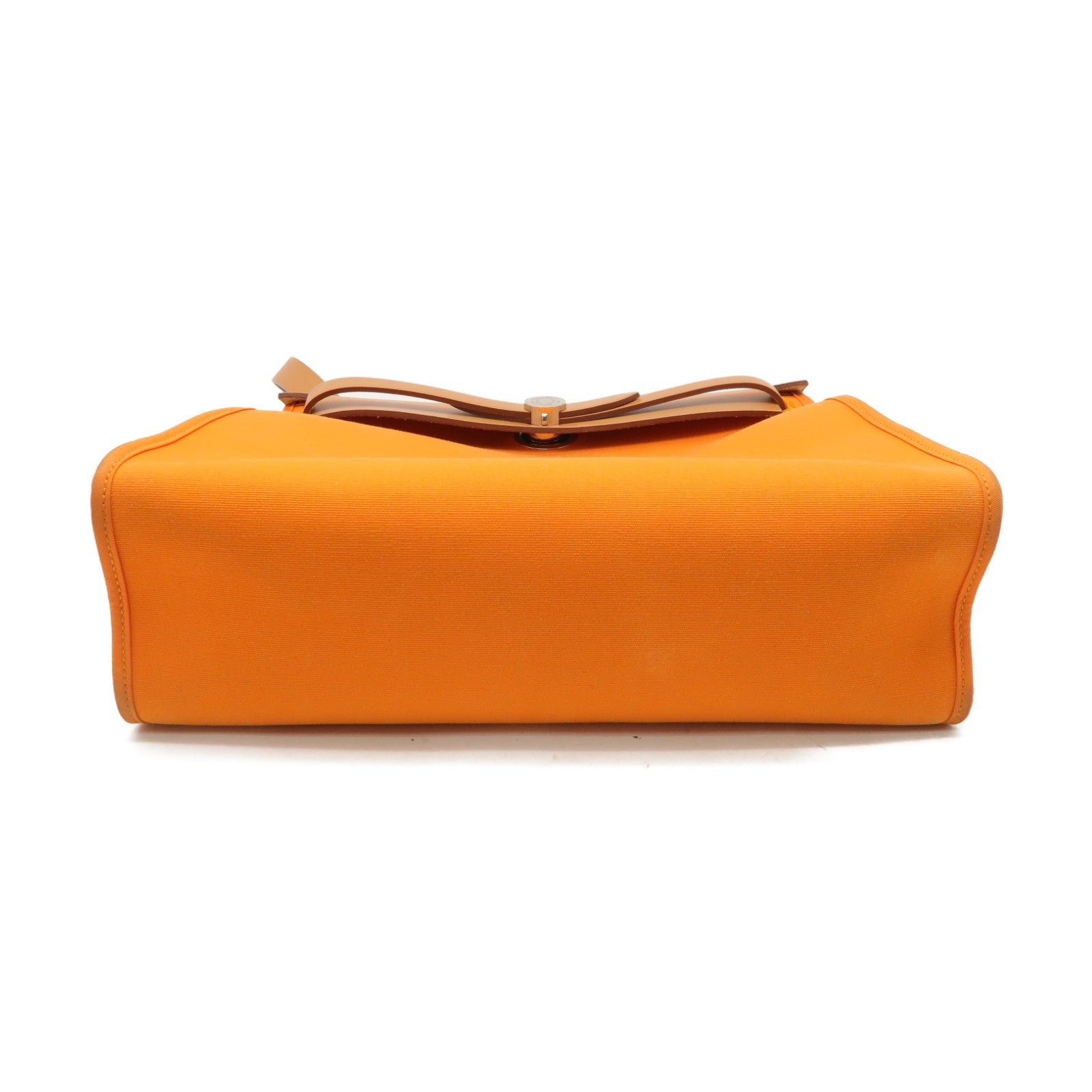 HERMES 帆布Herbag PM銀扣手挽肩背兩用袋橙色