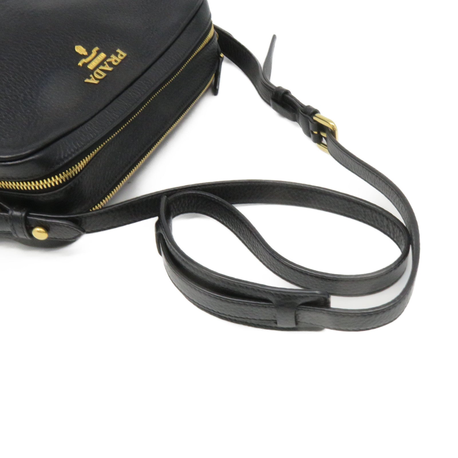 PRADA 牛皮皮革Vitello Phenix Shoulder Bag肩背袋黑色