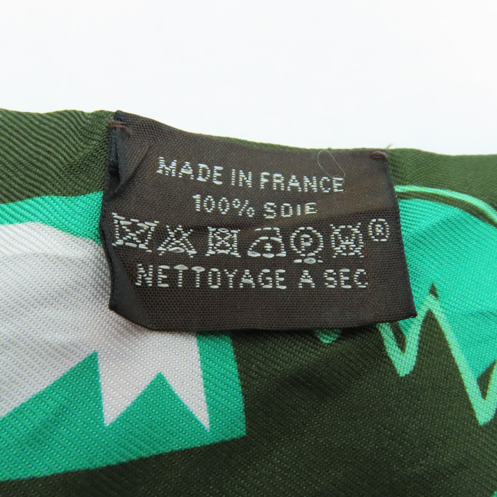 HERMES Silk Twilly Scarf Green/Dark Green/Pink