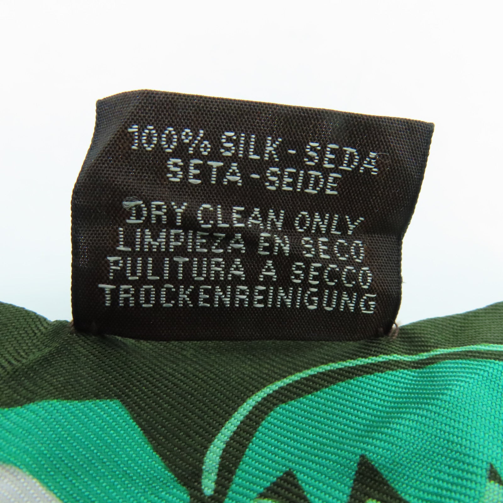 HERMES Silk Twilly Scarf Green/Dark Green/Pink