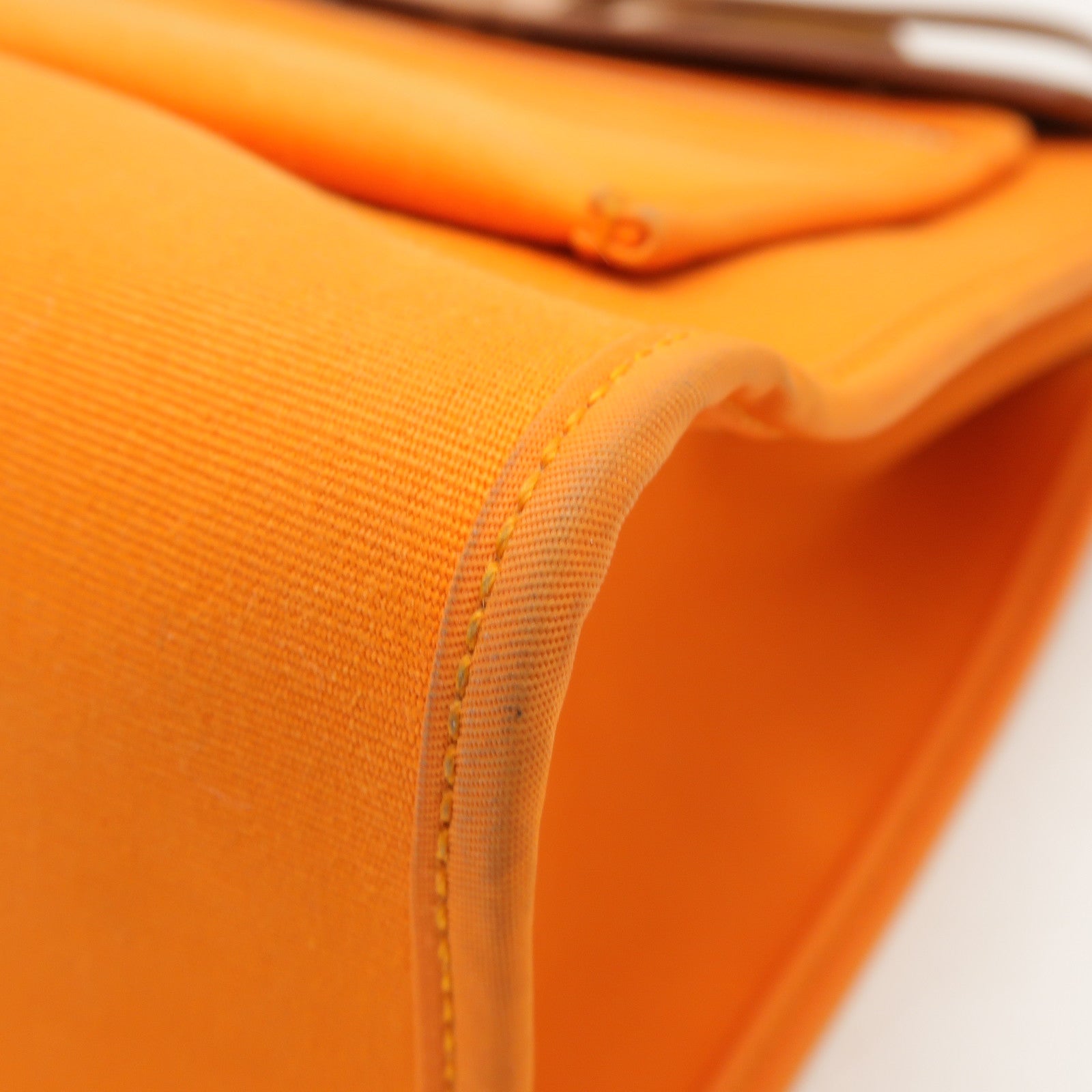 HERMES 帆布Herbag PM銀扣手挽肩背兩用袋橙色